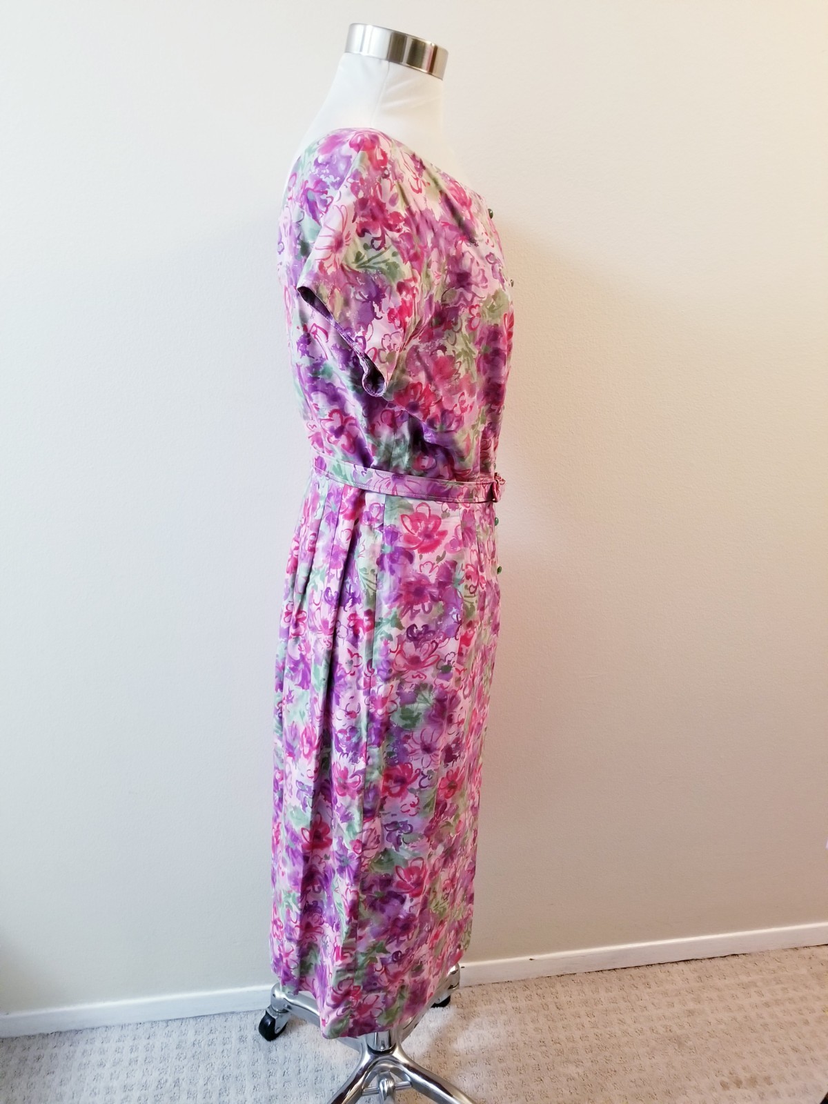 Vintage 50s Women’s Floral Dress – 42-30-44 – Large