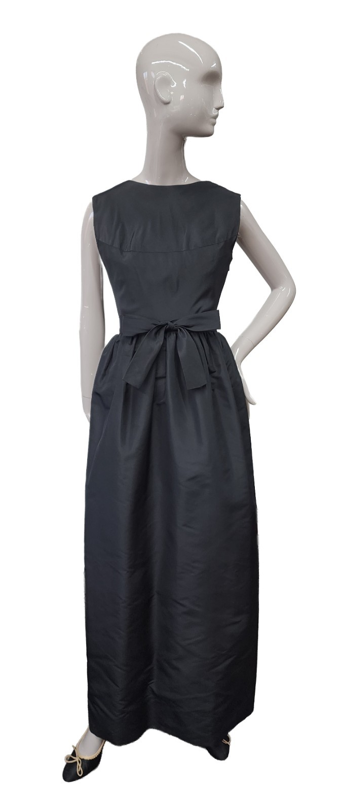 VTG 1960s Balenciaga Eisa Haute Couture Black Silk Full Length Evening Dress