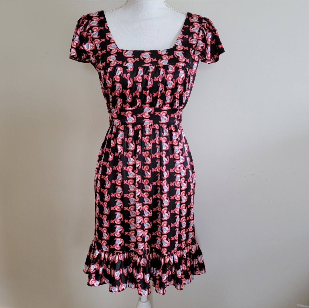 Vintage Betsey Johnson Nautical Bambi Pin-Up Sailor Girl Dress, Size Medium