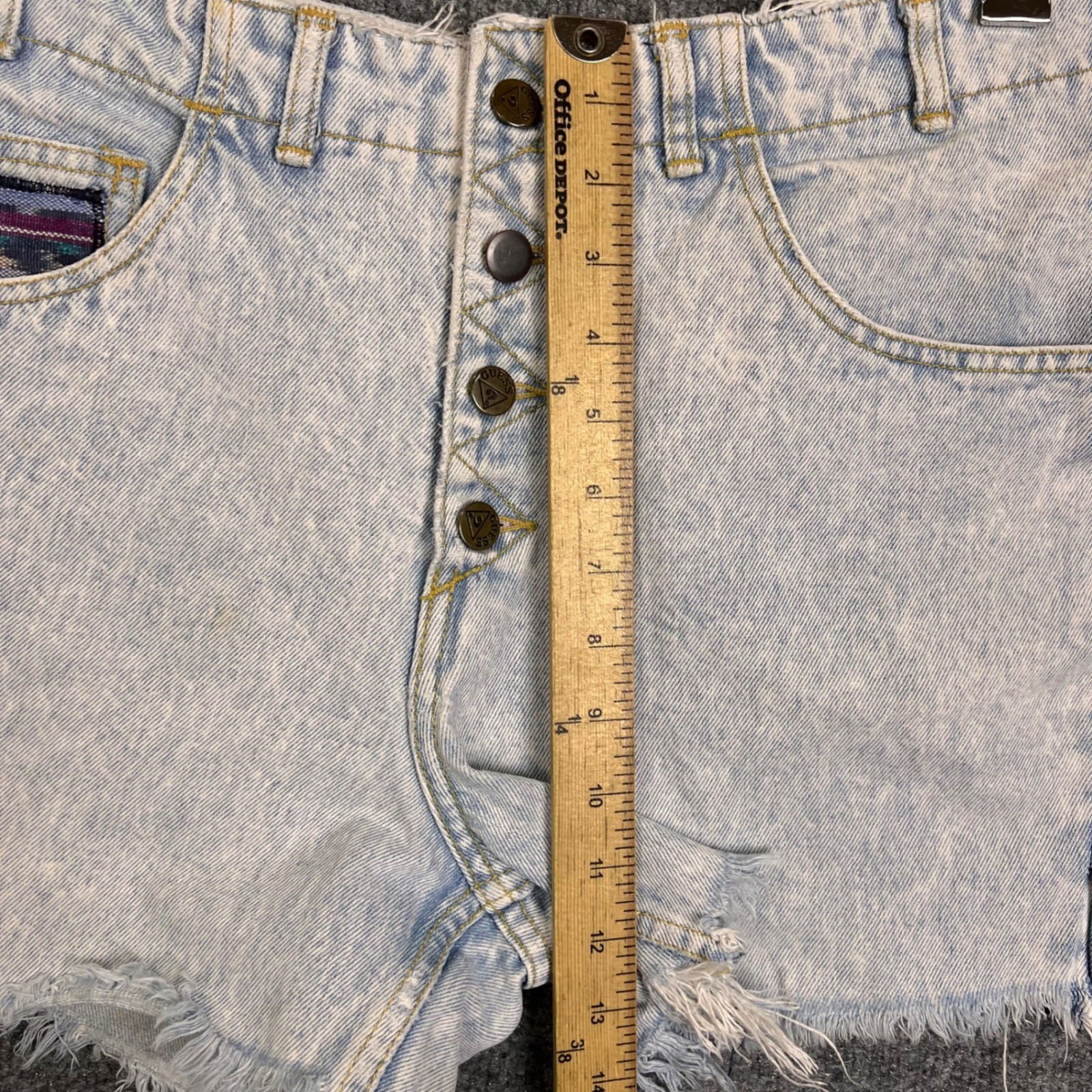 VINTAGE RARE Georges Marciano Guess Denim Shorts 31 Patchwork Acid Wash Cutoff