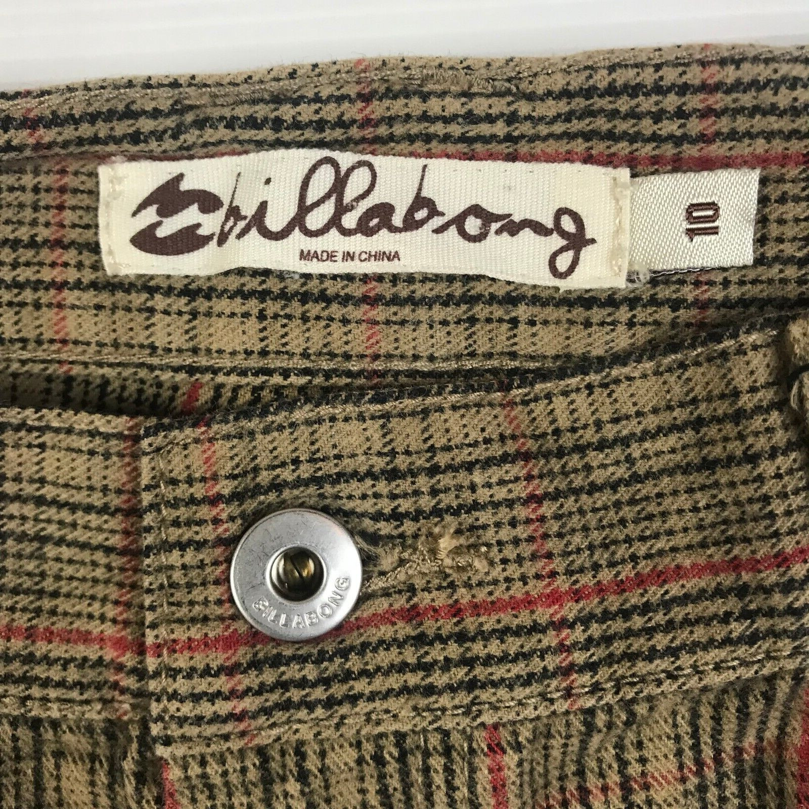 Vintage Women s Billabong Brown Check Pants Jeans Size 10