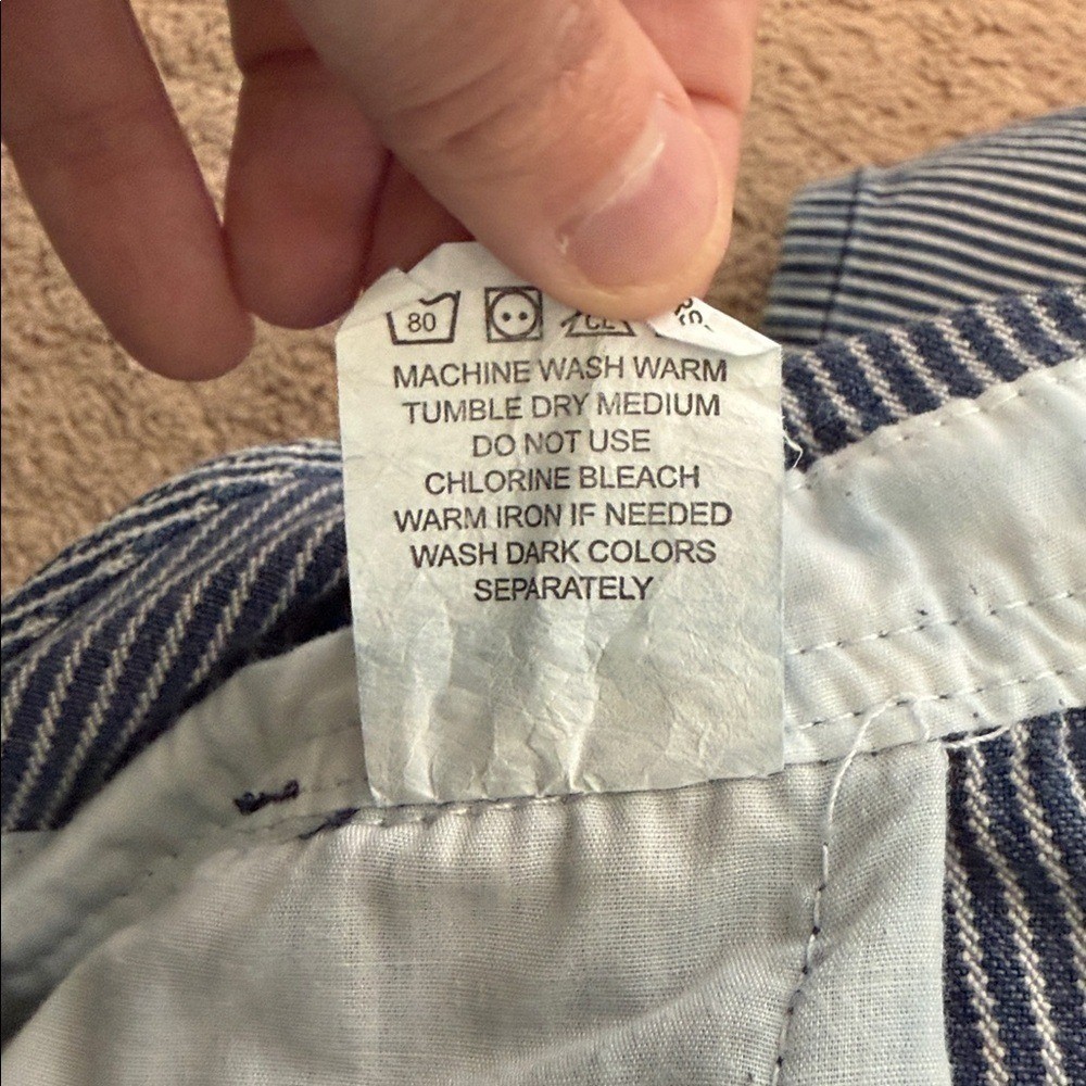 Vintage Key Hickory Blue & White Stripe Overalls L/XL Nautical Coastal
