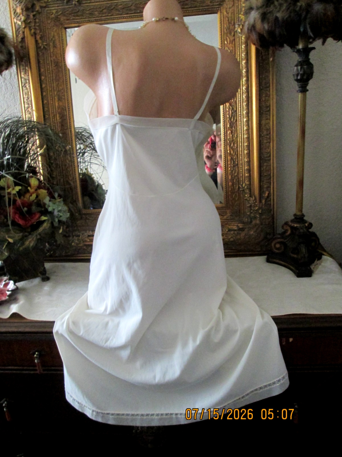 Vintage Seamprufe Full Slip ivory Size 36 Bust Embellished Cups USA lingerie