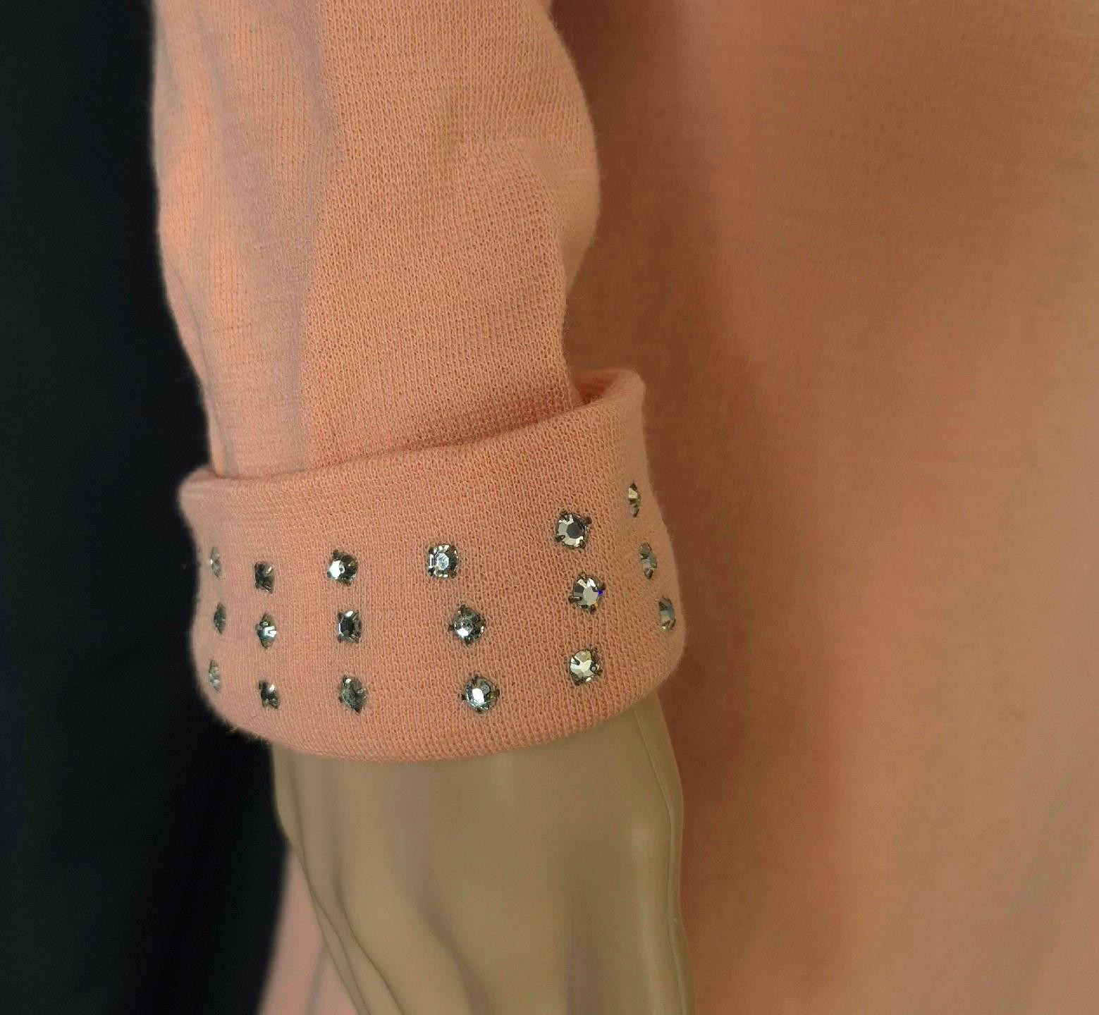Mid-Century Mod 1960s Vintage SPARKLY PEACH KNIT PARTY SWEATER DRESS – S/M