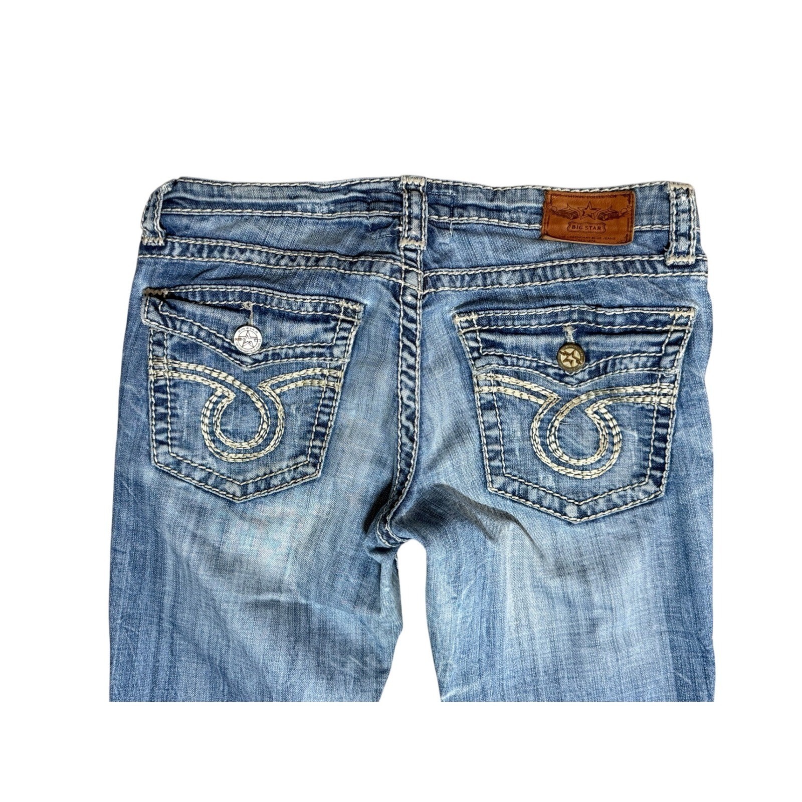 Big Star Y2K Low Rise Bootcut Jeans Womens 30 Embroidered Denim Blue