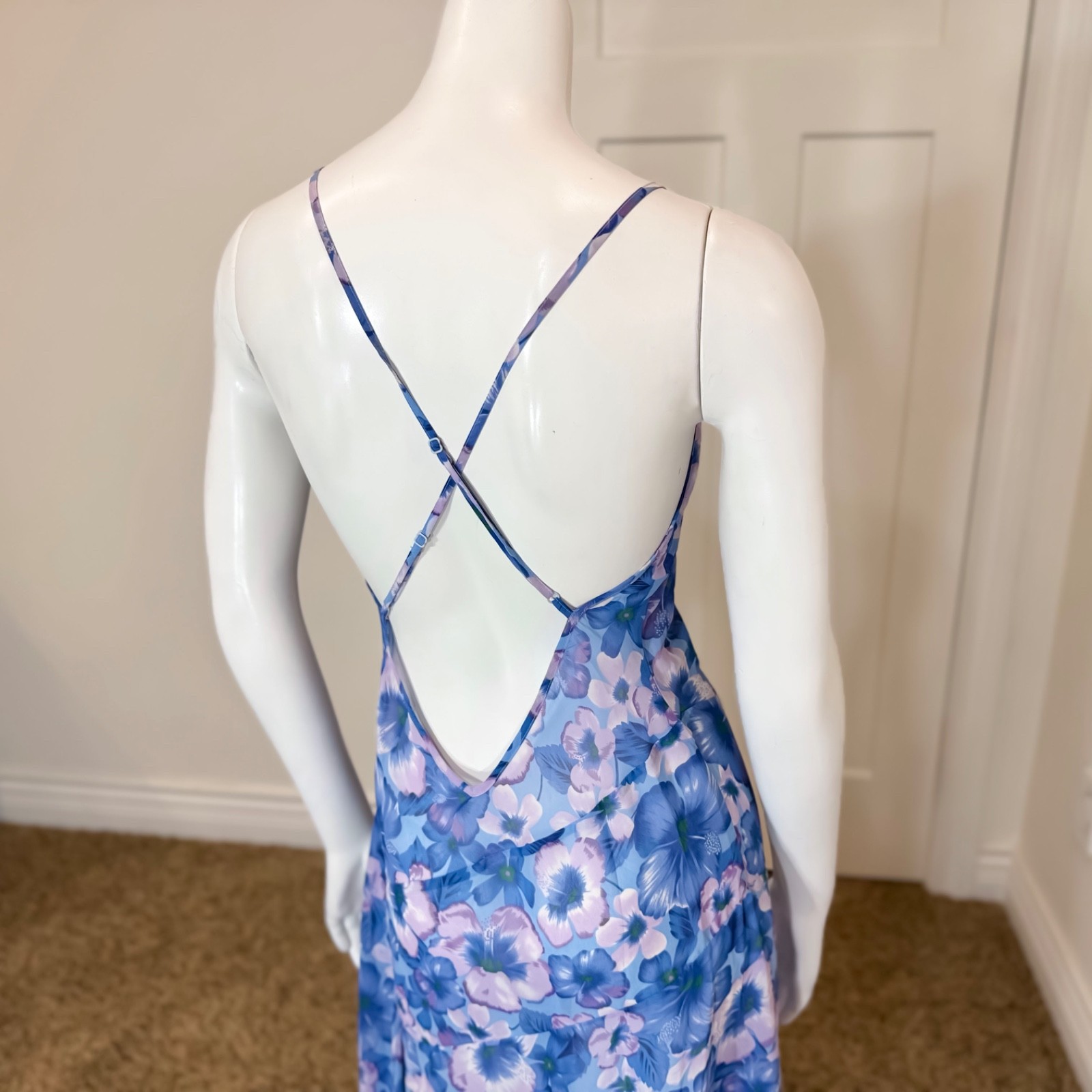Vintage 90’s y2k SHEER FLORAL SUMMER DRESS M Bias Cut Sexy Sun Beach Festival