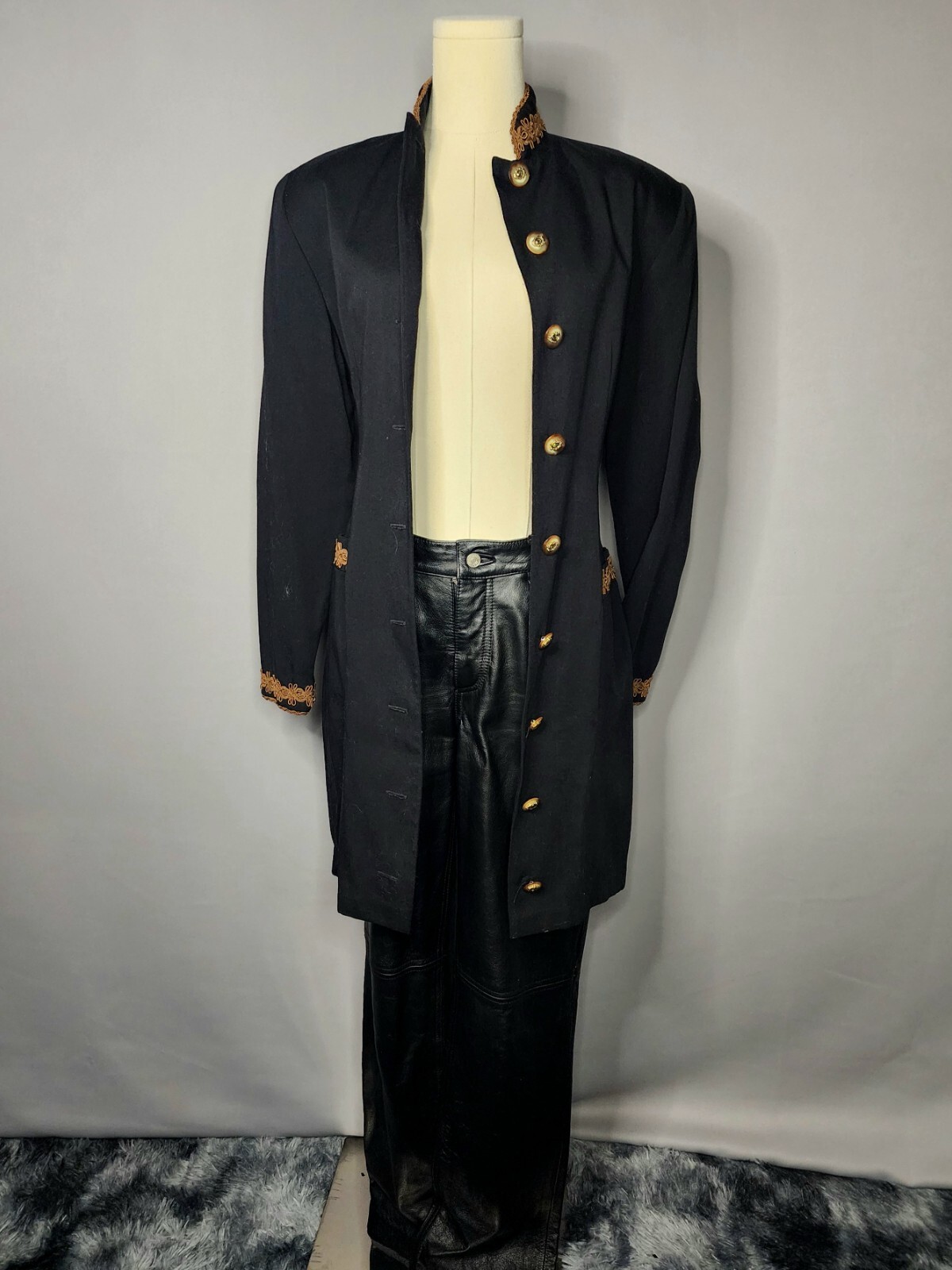 1980 Vintage Althuser Black Dress/Jacket- Retro, ALt, Hipster, Steampunk, Goth