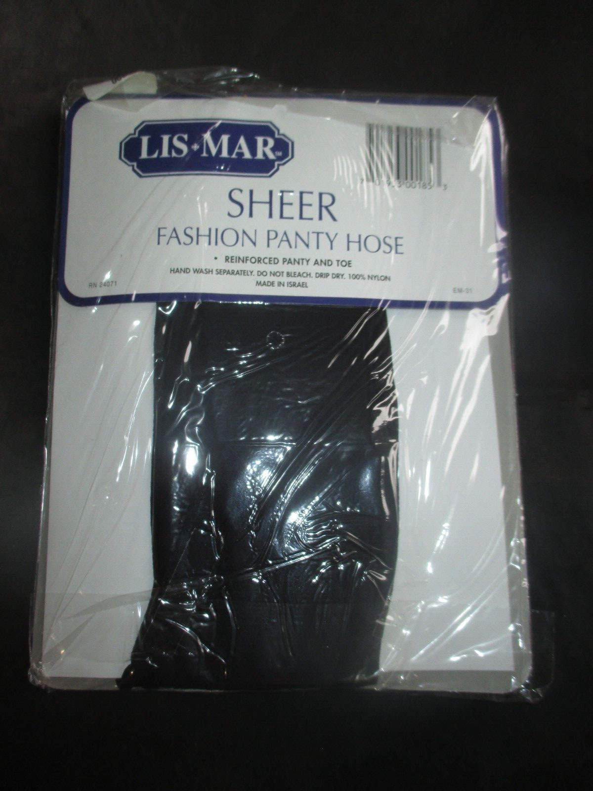 LIS*MAR Vintage BLACK Nylon PANTYHOSE-REGULAR -Fits 5′-5’8″- 100-160 lbs – 1980s