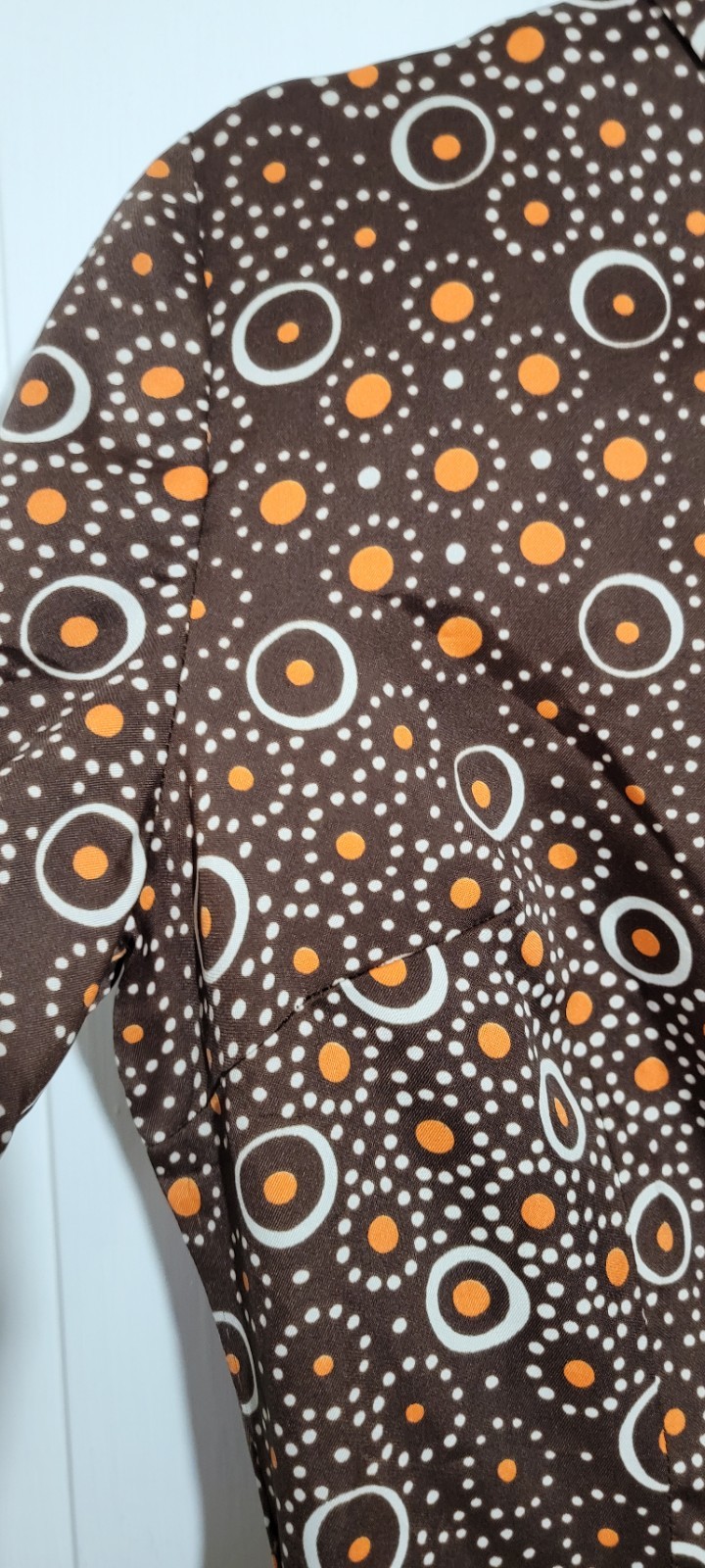 70s VTG Leslie Fay Original MOD ILGWU Union Mock Neck M Dress Polka Dots USA