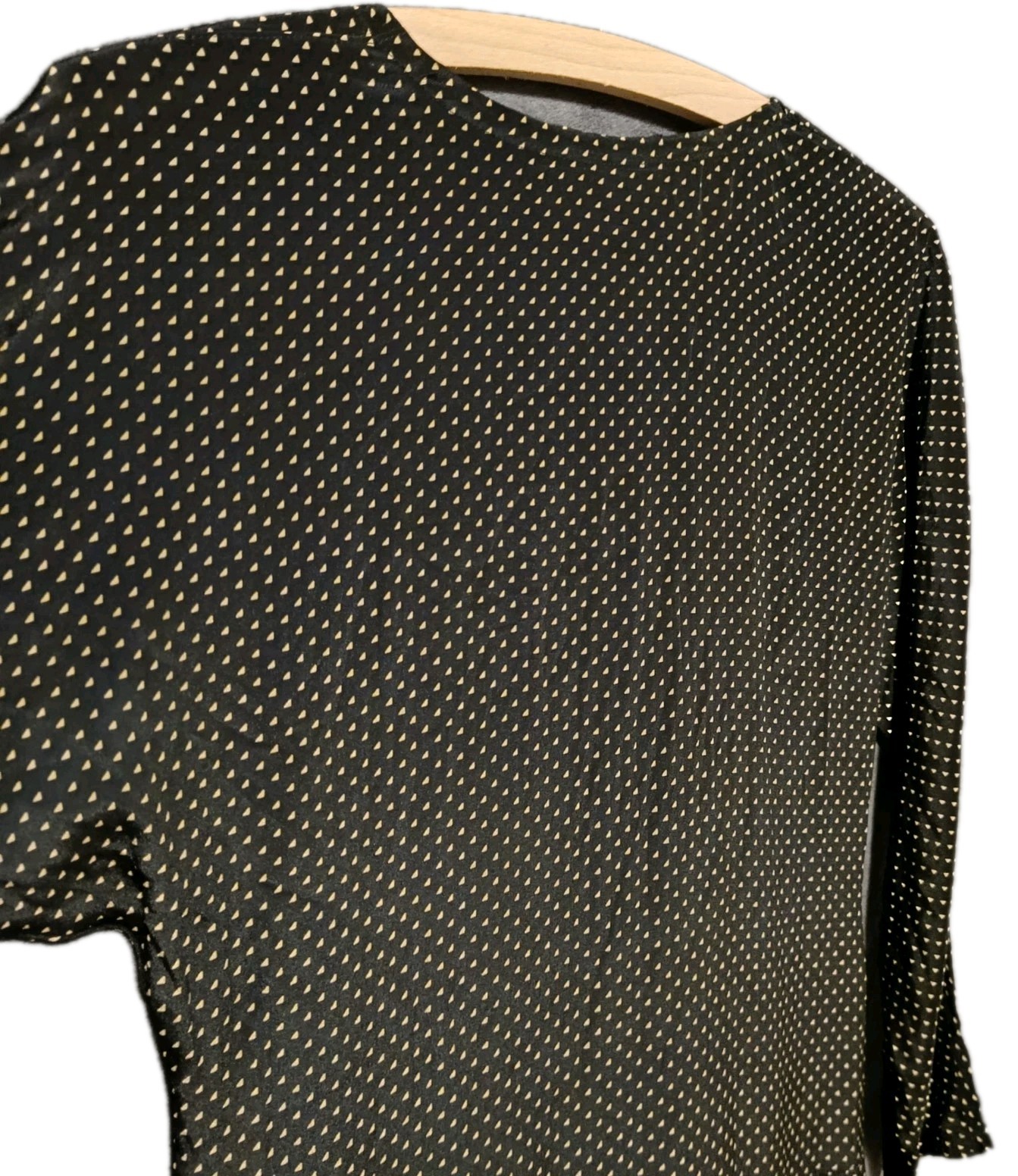 Vintage Dress Black Cream Polka Dots Size 34 36 XS S Midi Retro Pleated Skirt Pockets