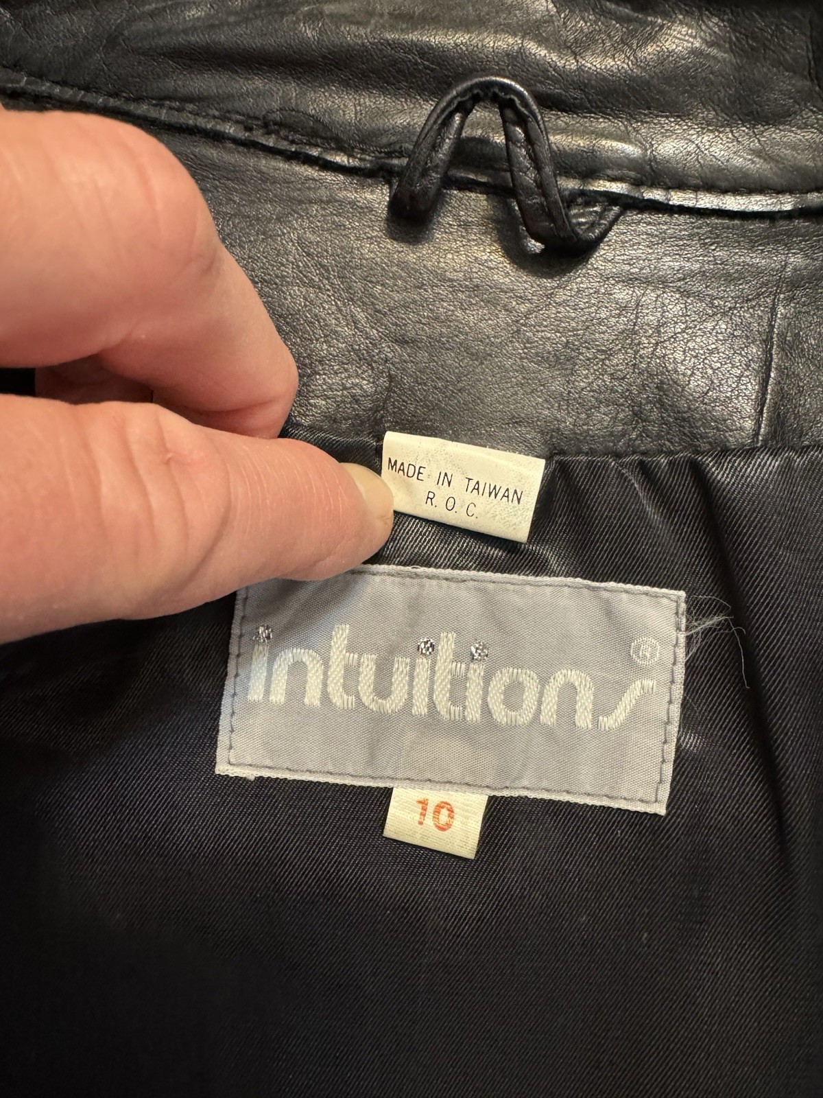 Women’s Vintage 1980’s INTUITIONS Black Leather Jacket & Pants Set Size 10-12