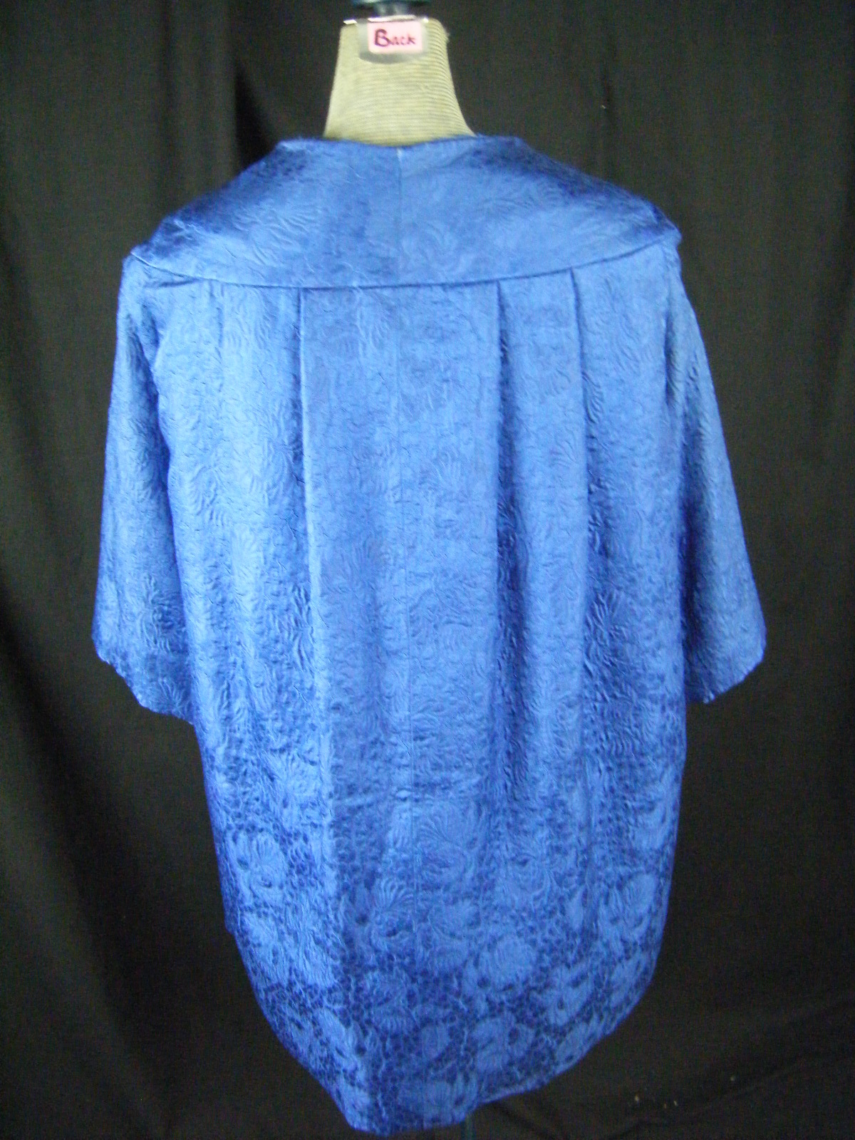 BEN ZUCKERMAN Vtg 50s Royal Blue Floral Brocade Swing Jacket-Bust 43/M-L