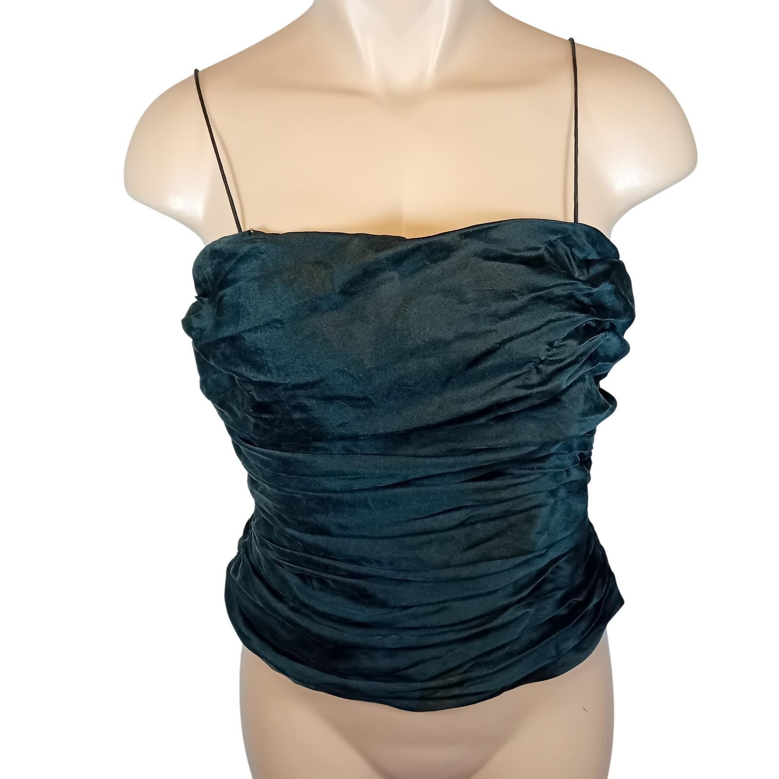90s Vintage Y2K Lipton’s Ruched Silk Cami Top Cocktail Goth Club Festival 8 READ
