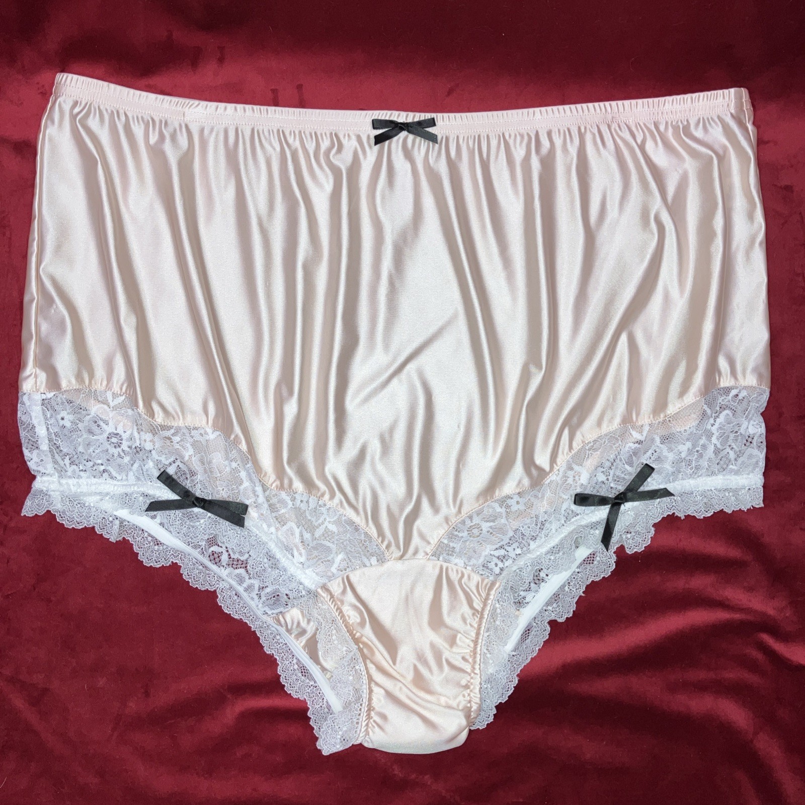 2X 3X Mushroom Gusset Granny Panty Silky Nylon Satin Brief Sissy Vintage styl