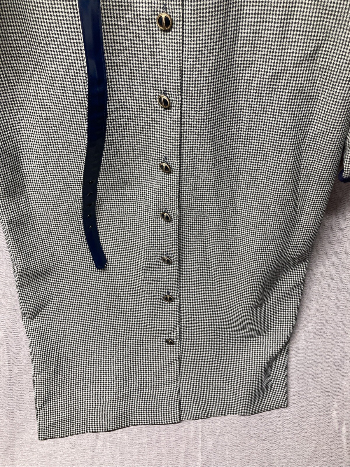Vintage 1970s Henry Lee Secretary Dress Size 14 Houndstooth Union Tag Belted