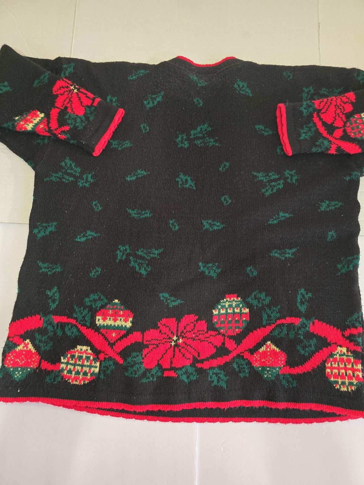 Vintage Nutcracker XL Holiday Sweater Bows Holly Ornament Grannycore