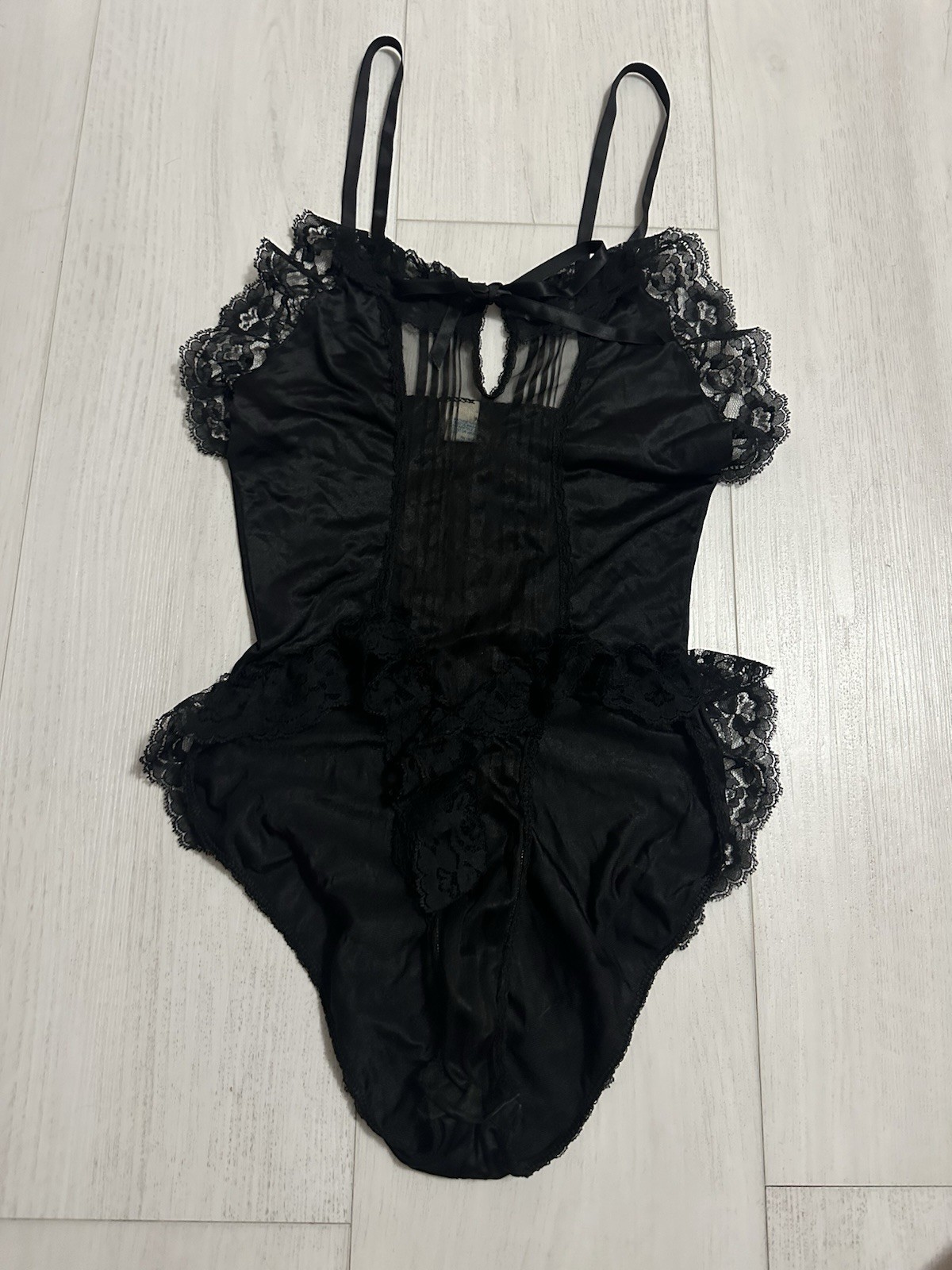 Vintage Shirley of Hollywood Nylon Teddy Sz M – Black