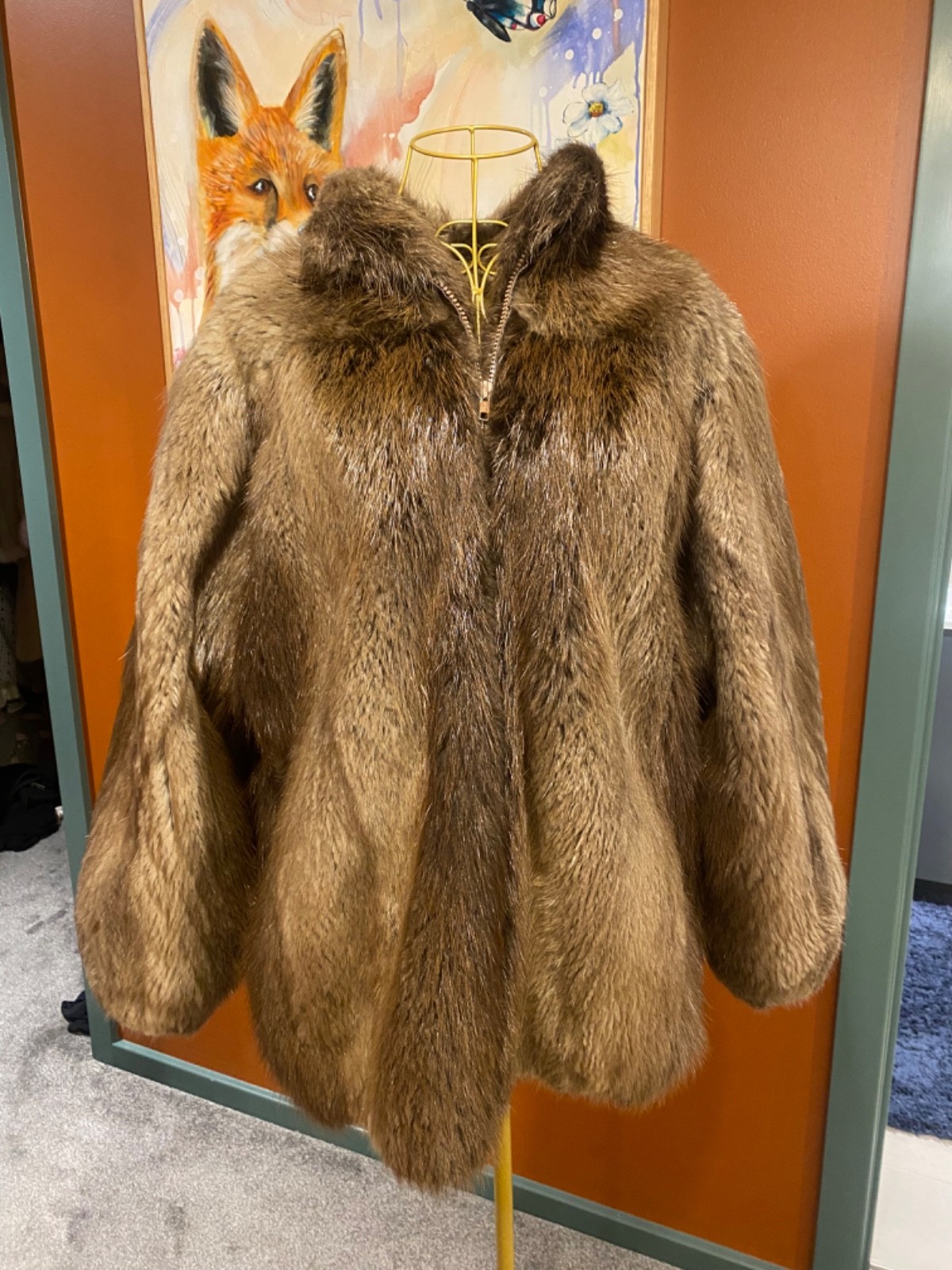 Vintage Beaver Fur Bomber Jacket Made in Greece