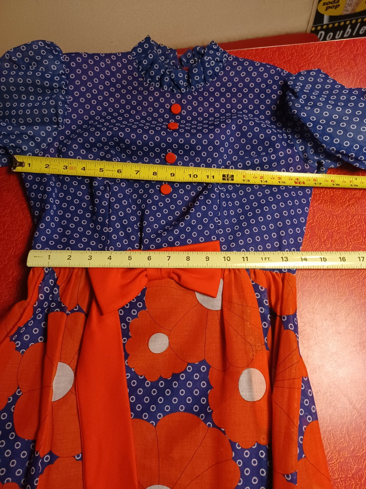True Vtg Mid-century 1960s 1970s Maxi Flower Power Dress Mod MCM Go-Go Hippie 9
