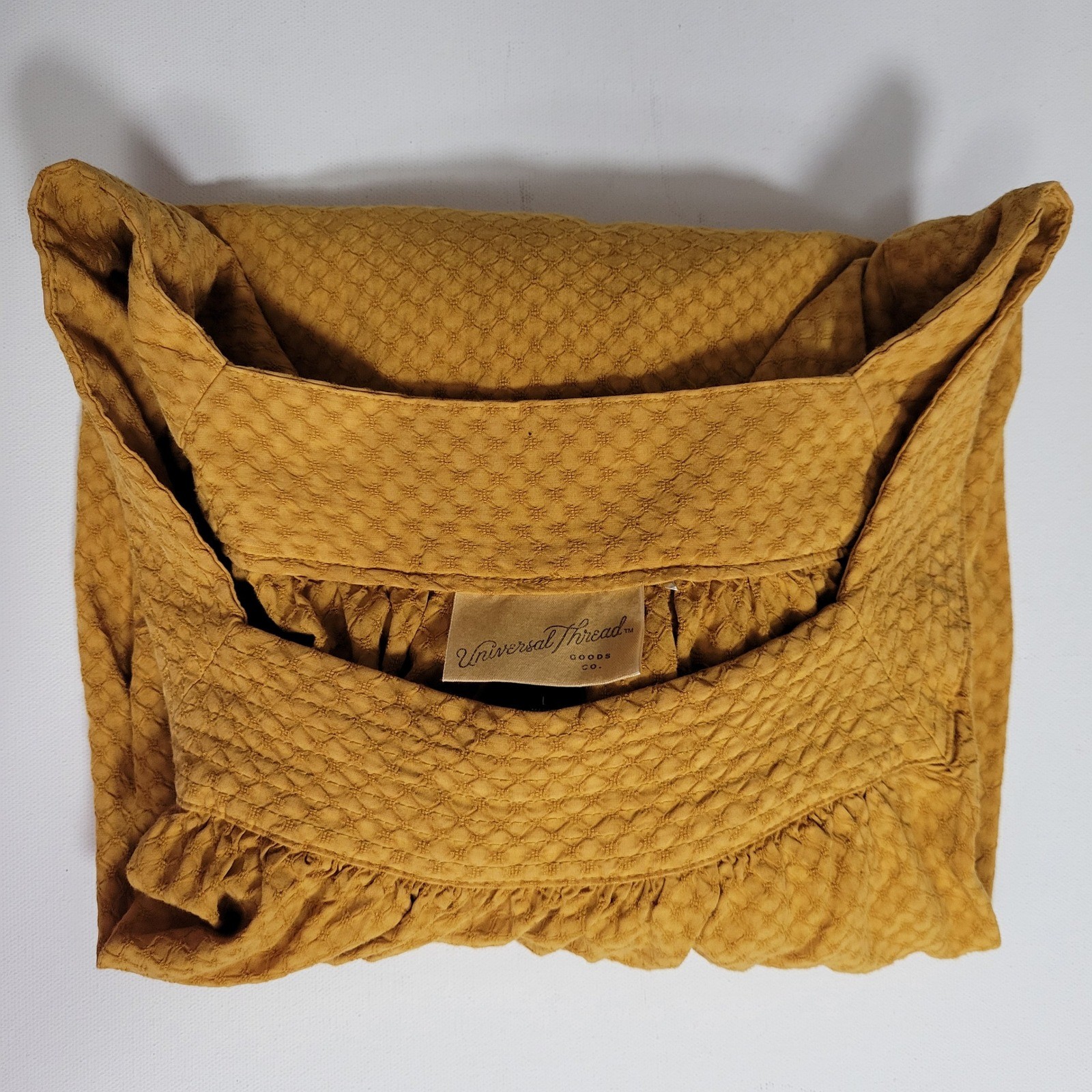 Universal Thread Textured Yellow Square Neck Blouse L Boho Cottagecore Prairie
