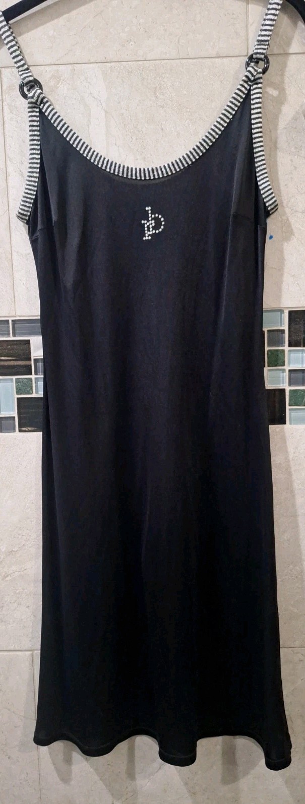 Vintage Rocco Barocco Black Slip Dress 1970s Read Desc
