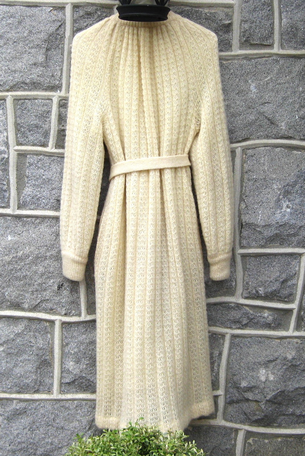 I.B. Diffusion Mohair Wool Long Ivory Cream Sweater Coat Size L Vintage 80s