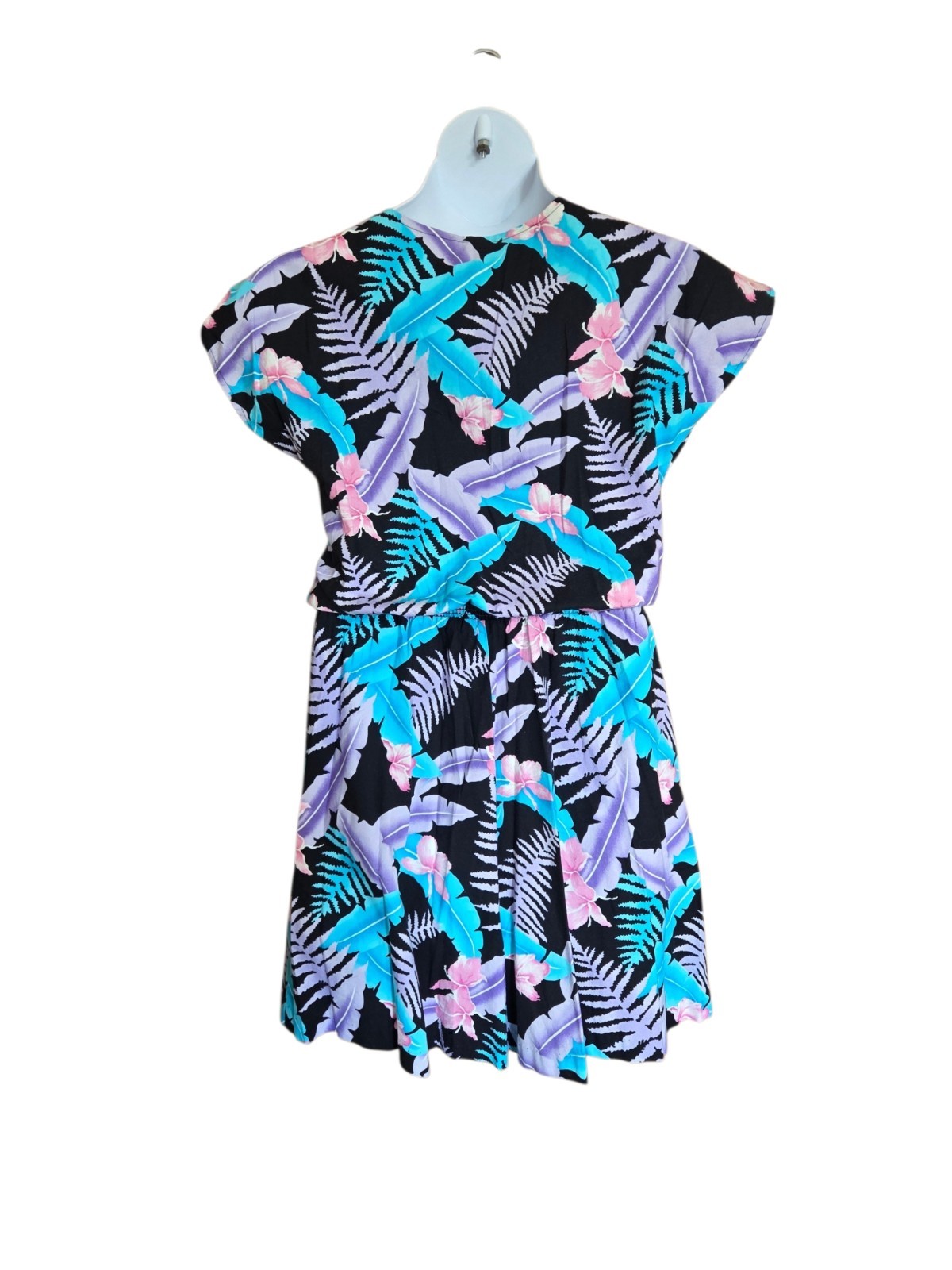 VTG Hilo Hattie Hawaiian Romper Dress Shorts Tropical Resort 100 Cotton USA Sz L