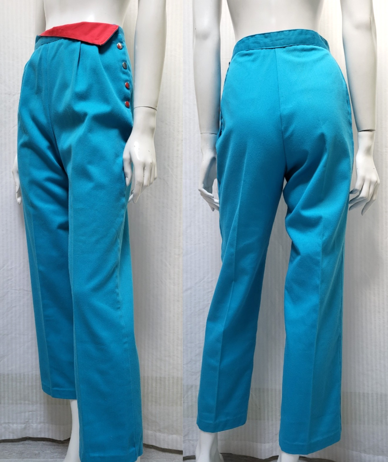 Vintage 1980’s LA CLASSE Blue Twill High Rise Pants – Waist 25 inches