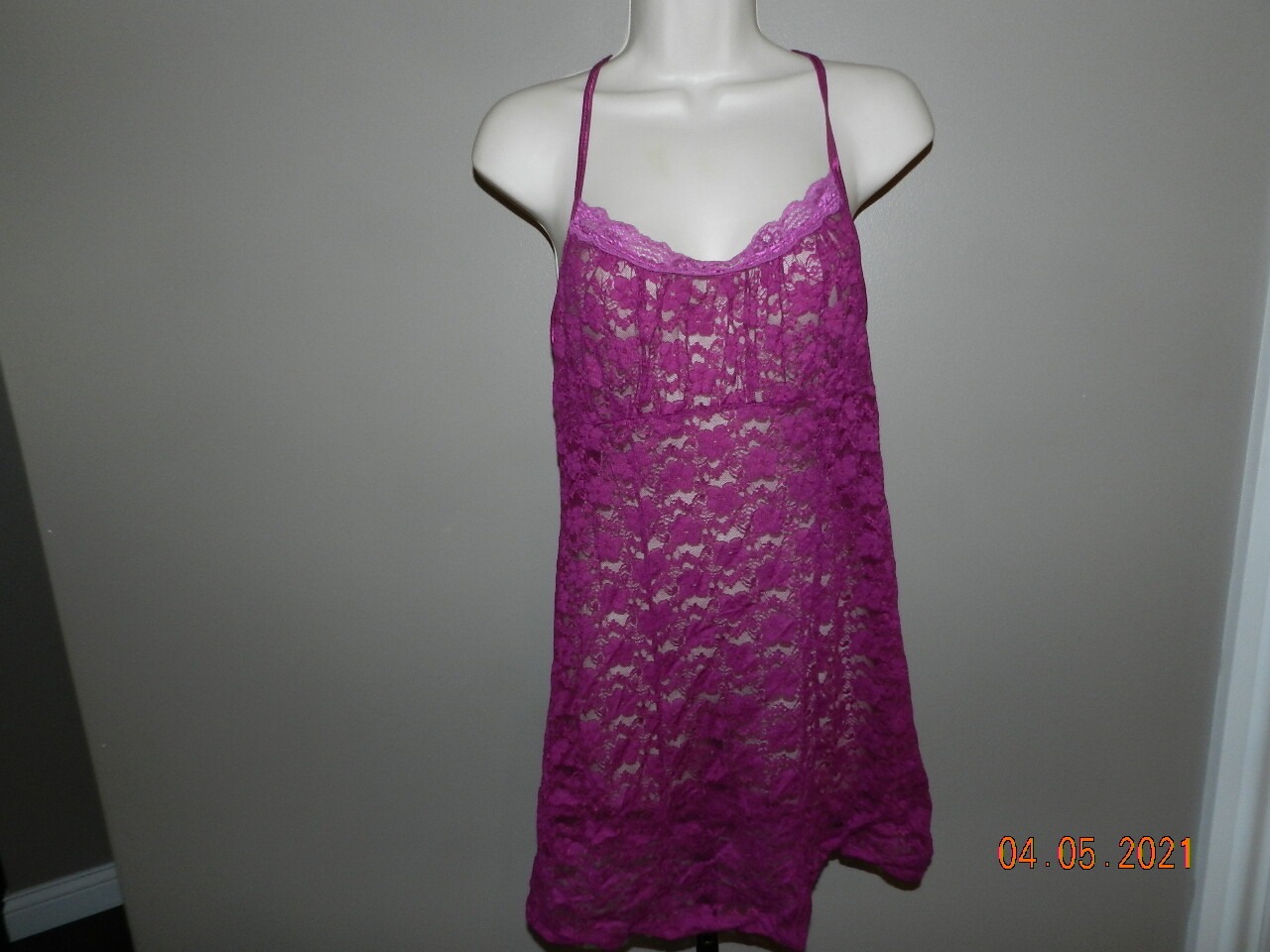 George M lace nightgown babydoll magenta pink M 8-10