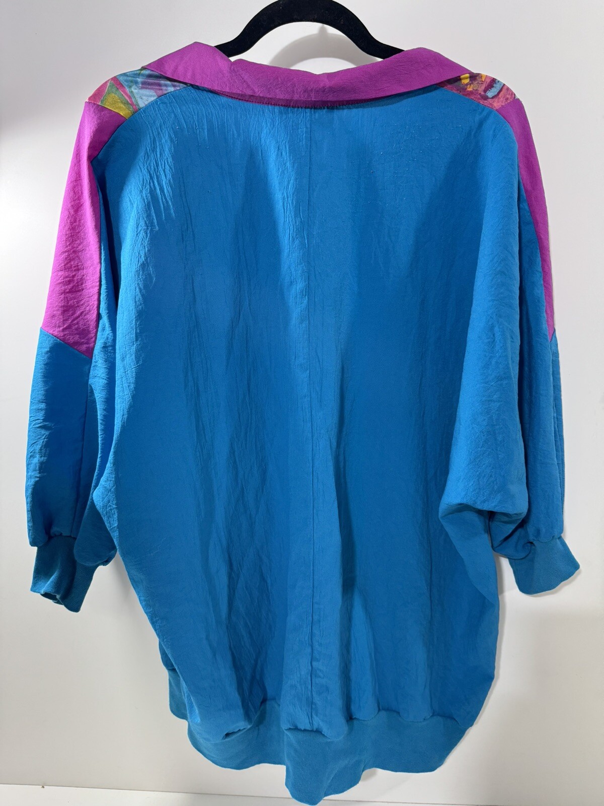 Vintage 80’s Bold Colorful Silver Threads Flowy Shirt Women’s Made In USA