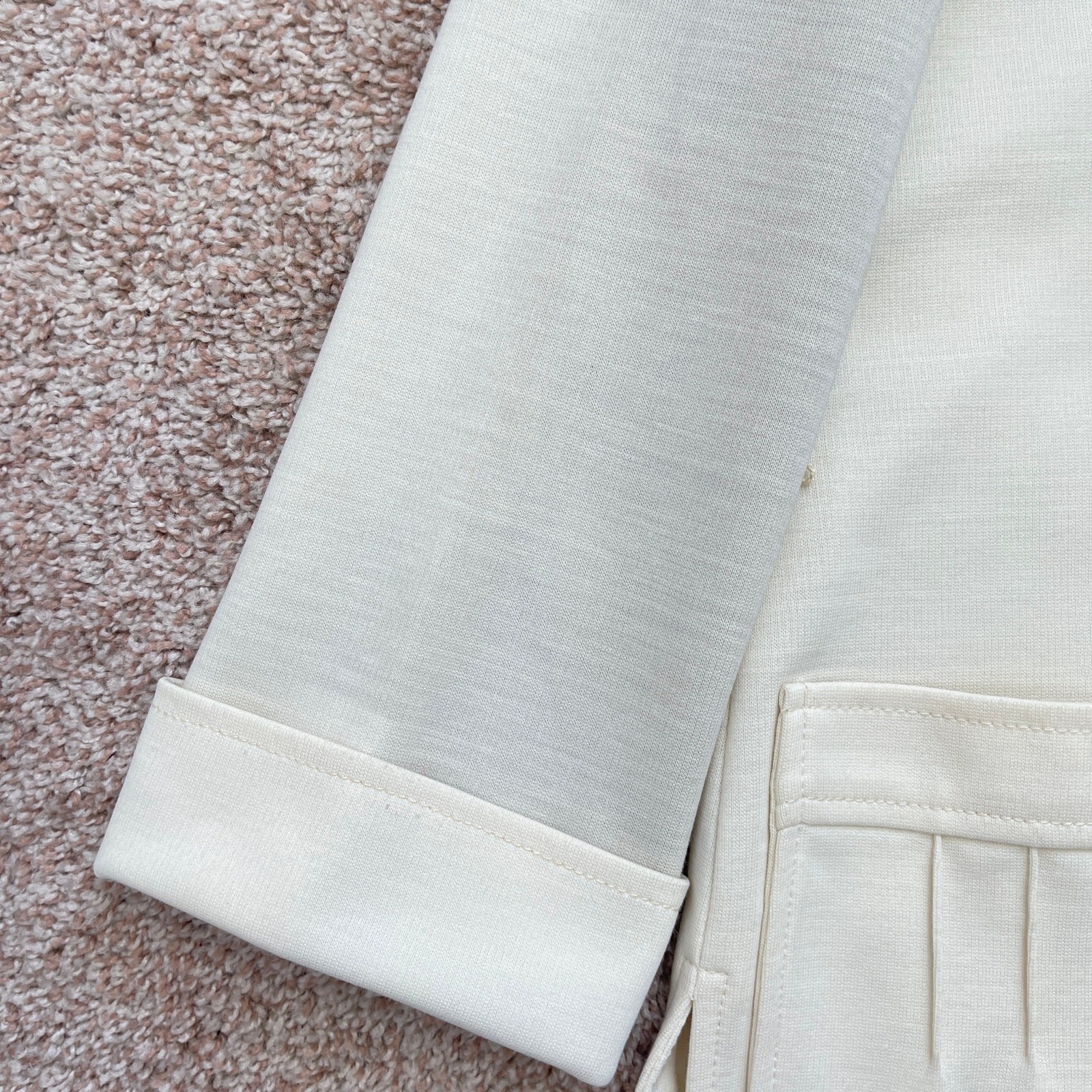VTG 70’s Cream Blazer Jacket & High Waist Wide Leg Pants Suit Set Retro Size XS