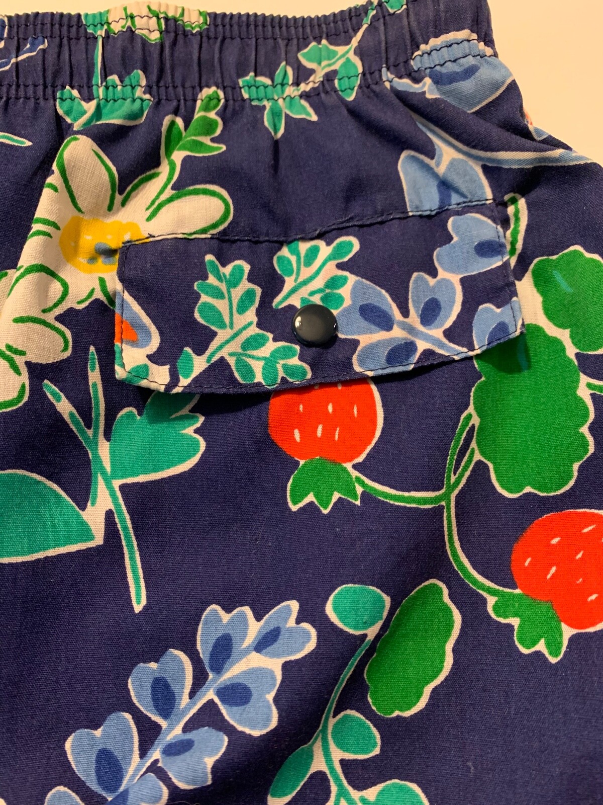 Vintage Barclay Square Skirt Navy Blue with Butterfly Floral Print Size 16 USA