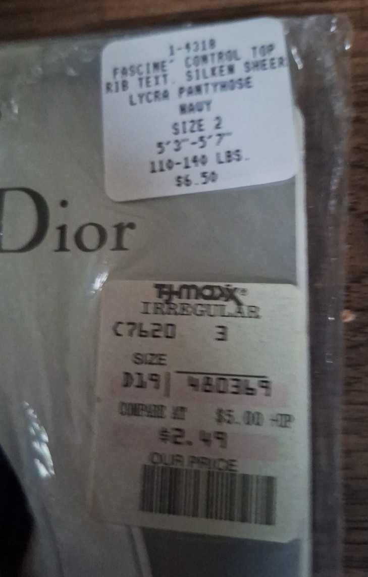 Christian Dior Select Irregulars Pantyhose Control Top Silken Sheer Navy Sz 2