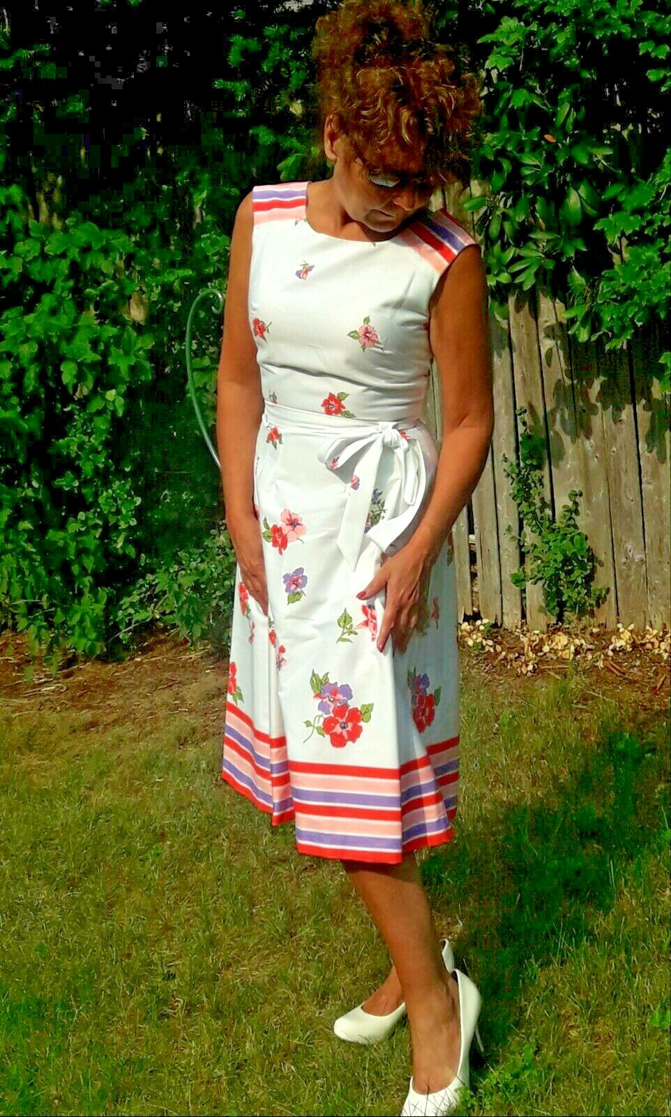 Vintage 50’s-60’s Pat Premo California Floral Print A-Line Dress Size 8 Stunning
