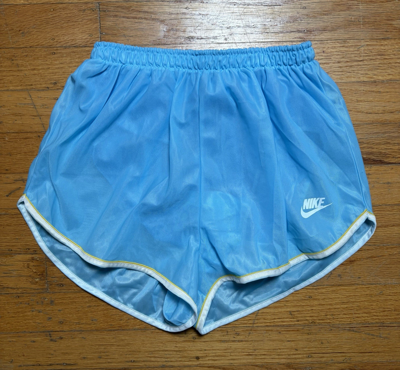 Vintage 70s 80s Nike Running Shorts Women’s L Blue Polyester Sheer Lined USA