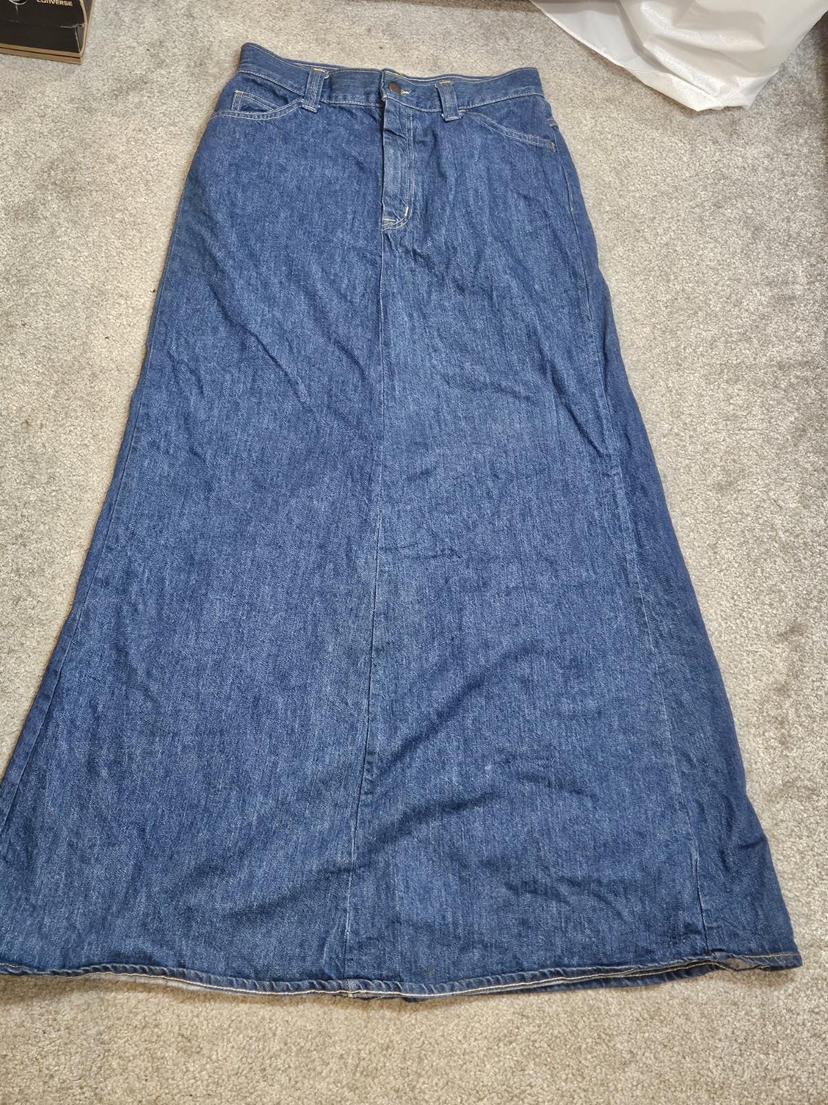 Vintage 1970 GWG Denim Skirt Women’s A Line Maxi Blue Union Made