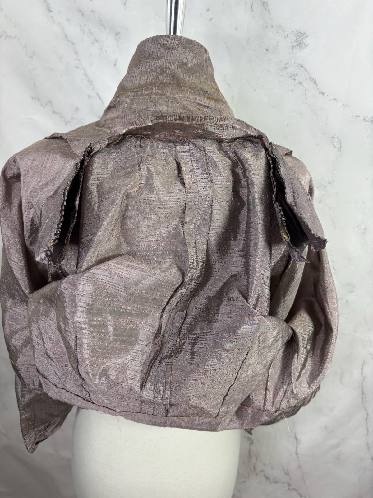 Vintage 1930s Bolero Button Blouse Shirt Jacket Dolman Sleeves S Hollywood Silk