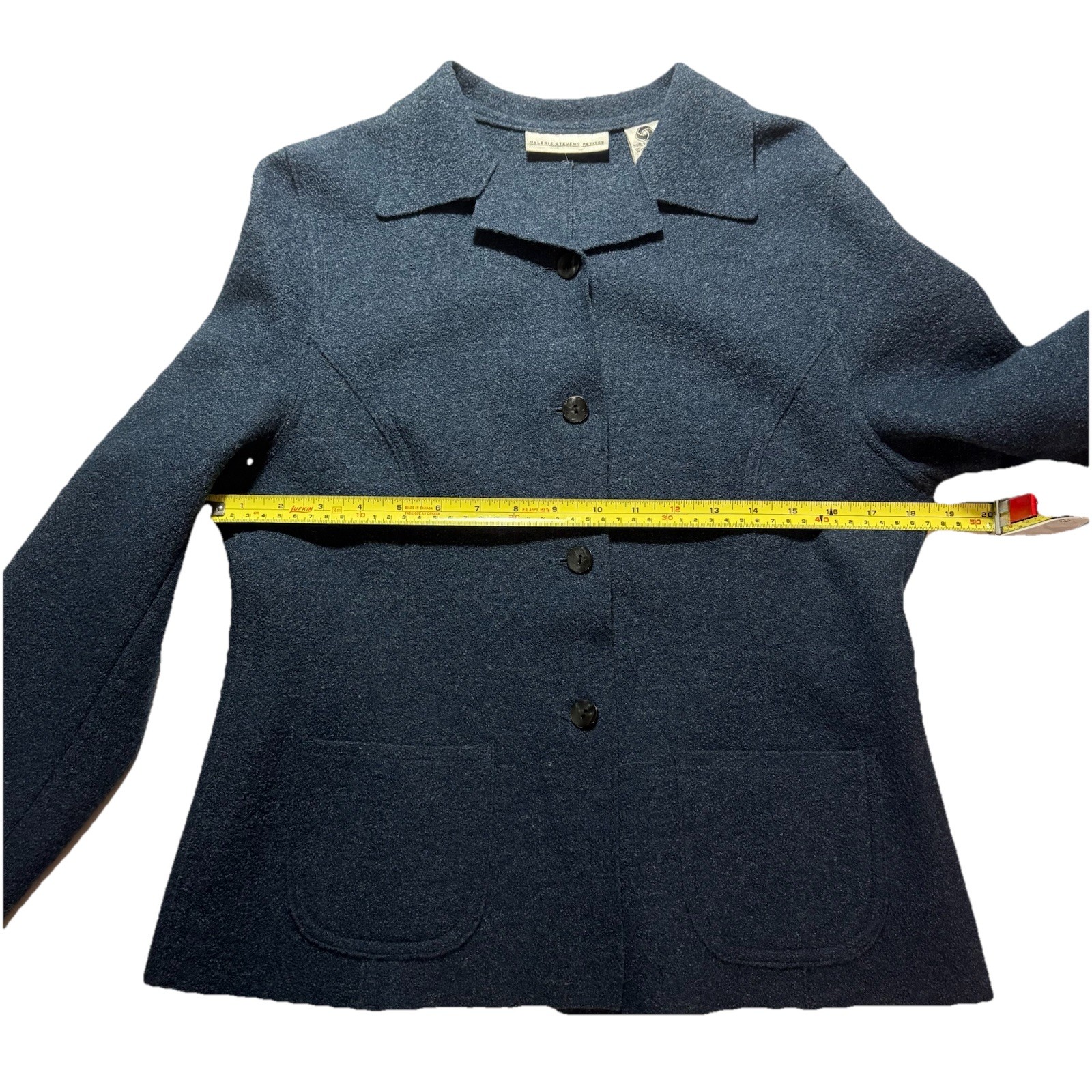 Vintage Wool Cottage Core Boho Retro Earthy Minimalist Blue Cardigan Jacket -M-