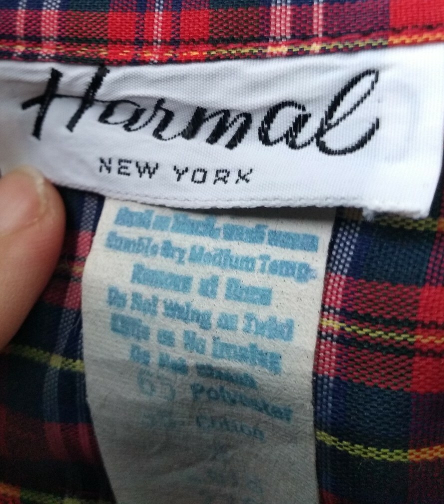 Vintage Harmal New York Women’s Red Plaid Long Sleeve Tunic Top 44″ Chest