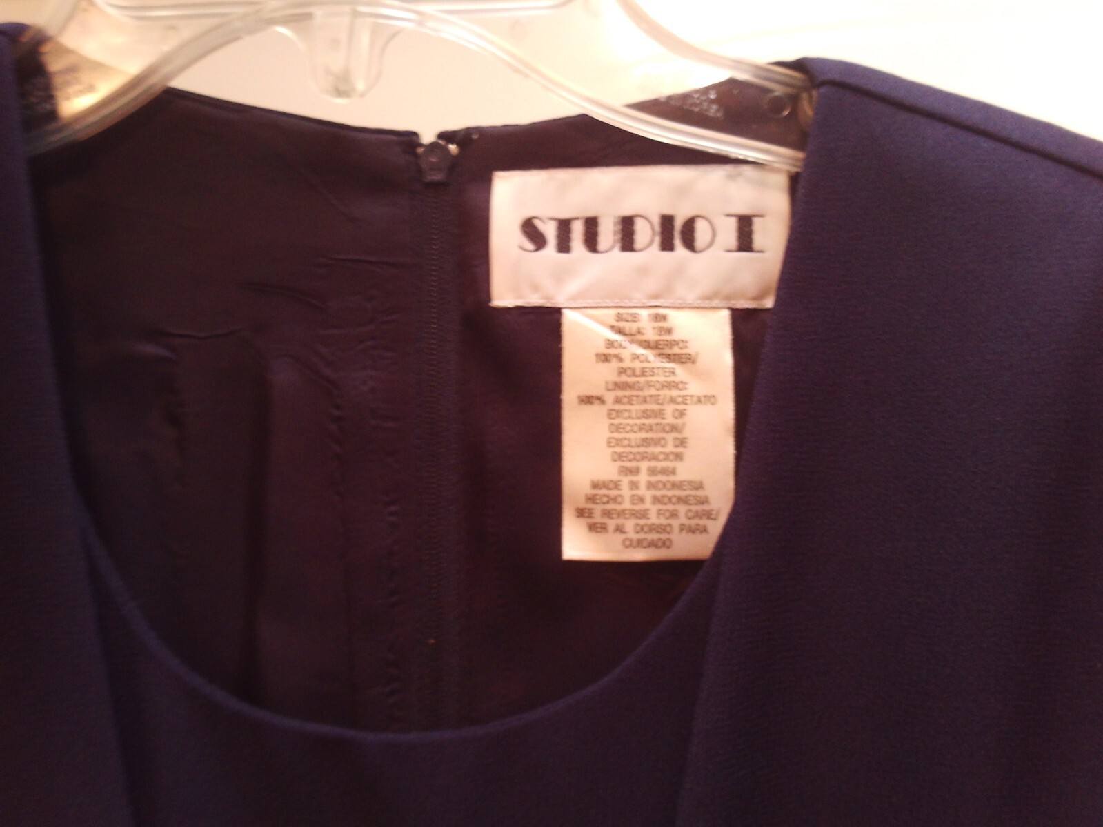 Vintage STUDIO I Faux Blazer Dress Navy Sequins Size 18 NWT
