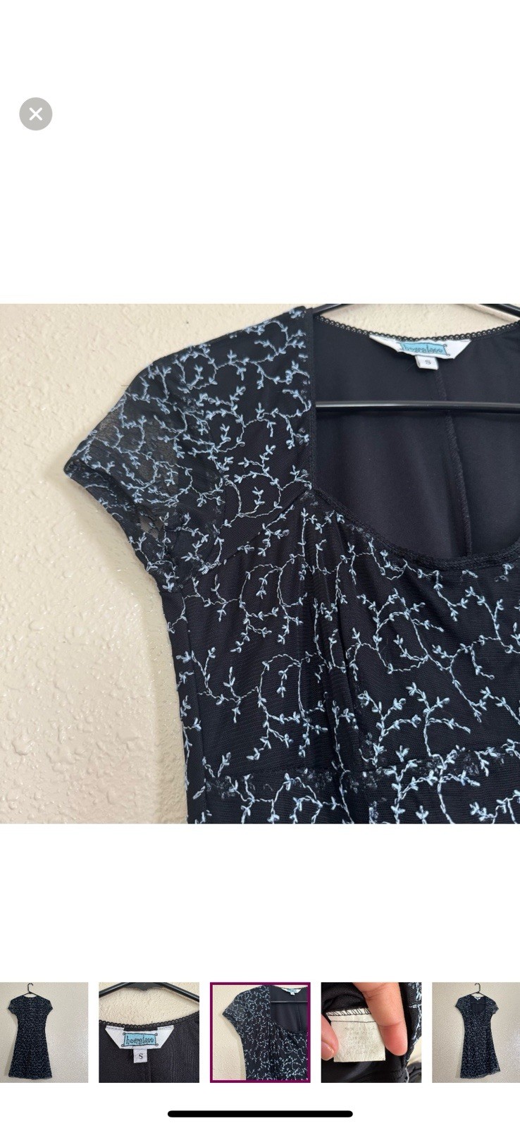 Vintage 90’s Hourglass Embroidered Stitched Stretch Mini Dress Fairycore Cottage