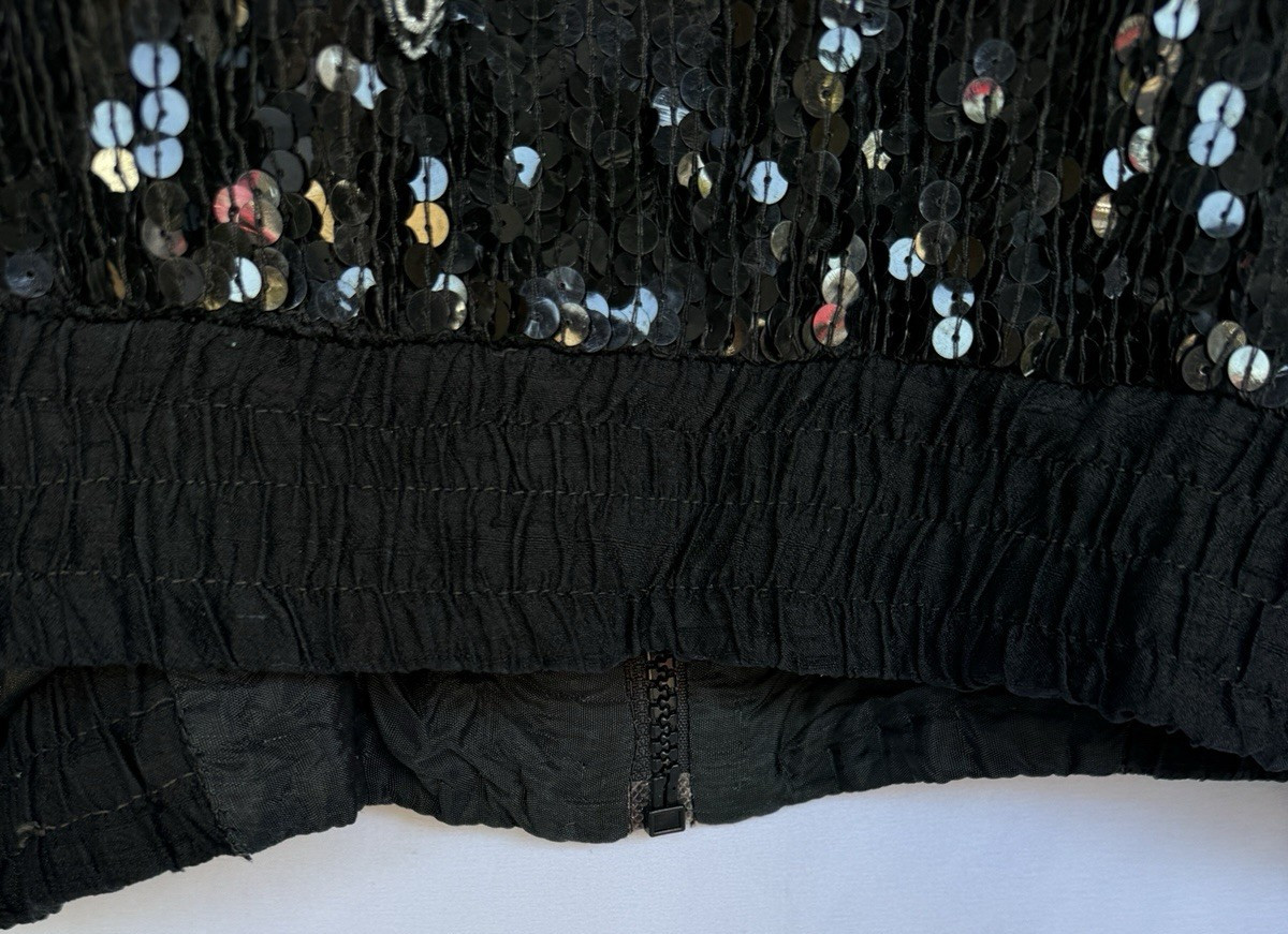 Vintage 80s MODI Silk Sequin Womens Jacket Champagne Label Size M Glam Maximalis