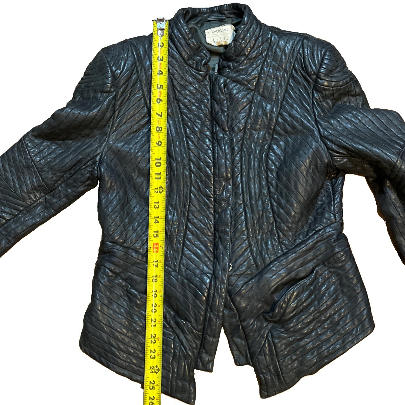 Nicole Miller Large Black Quilted 100% Lamb Leather Jacket – Women Vintage