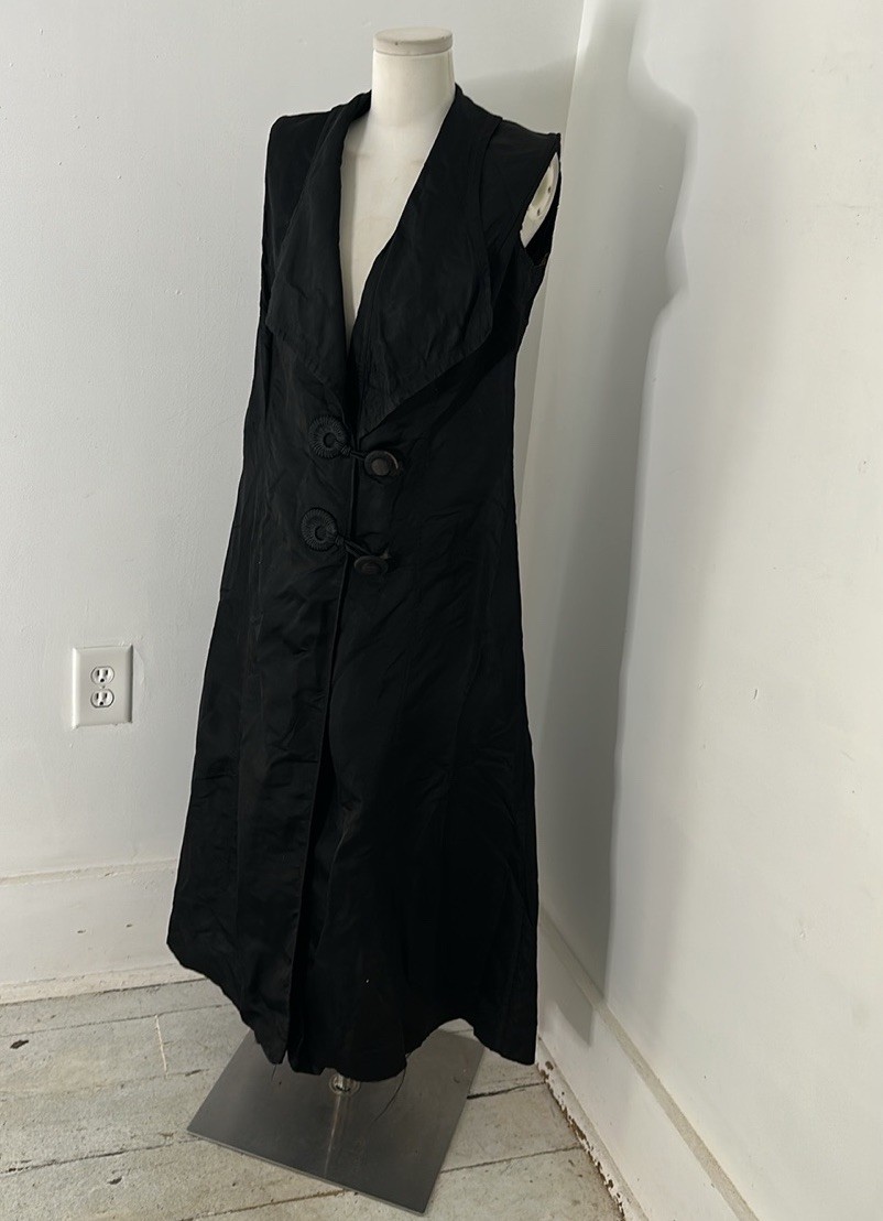 Antique Mourning Era Edwardian Black Duster Overcoat
