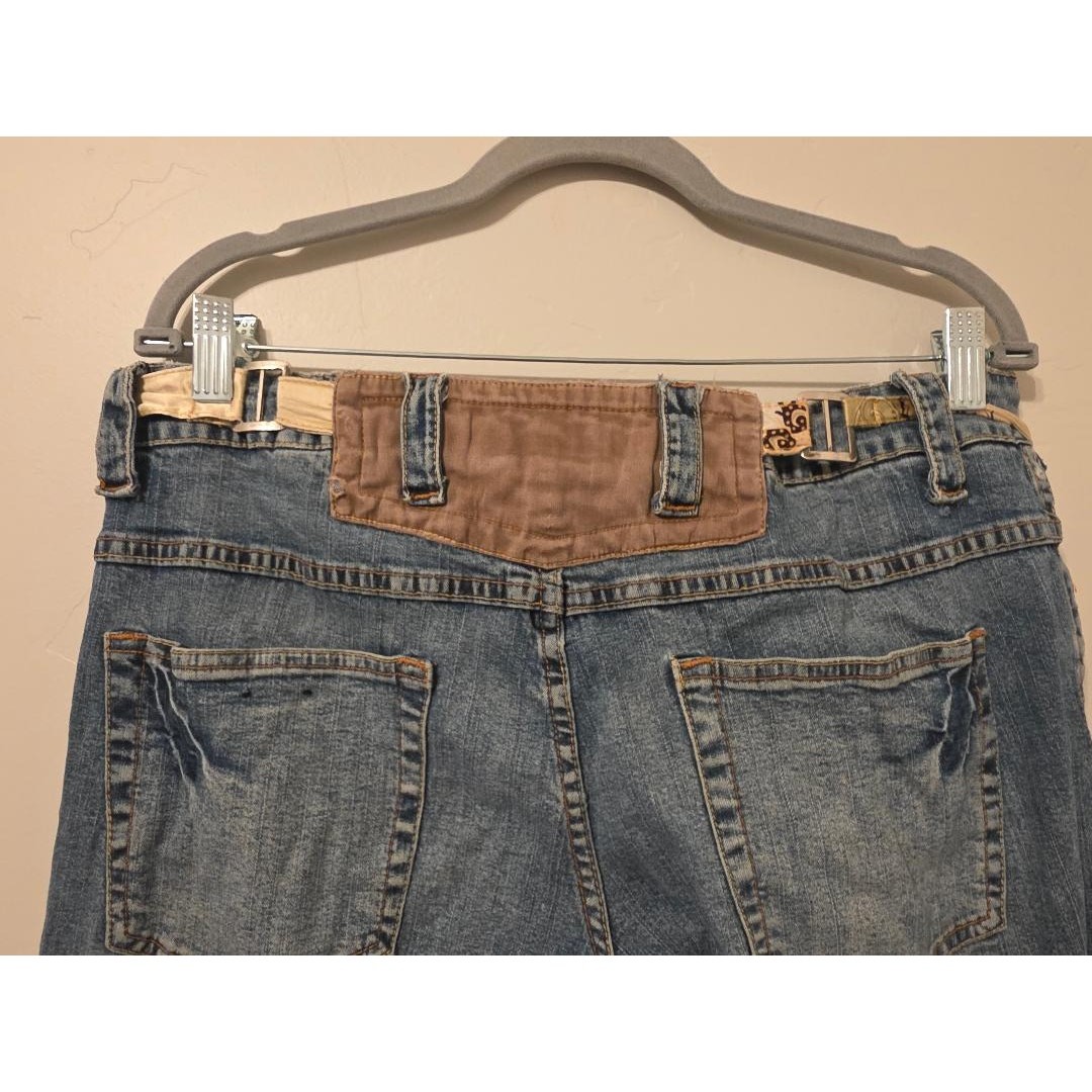 Vintage Baby Phat Y2K Belted Flare Jeans Size 19/20 Blue Denim Bootcut