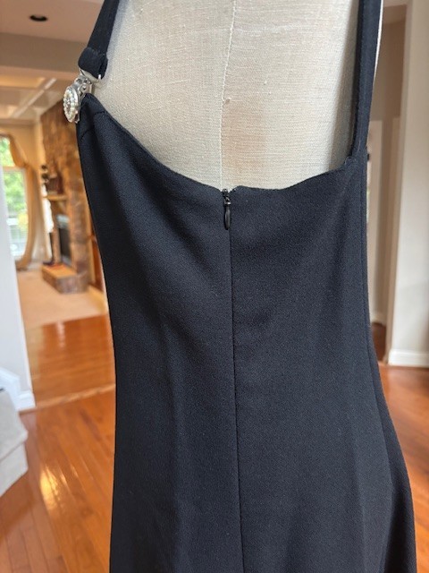 VINTAGE GIANNI VERSACE VERSUS BLACK SUSPENDER DRESS WITH MEDALLIONS SZ 30/44