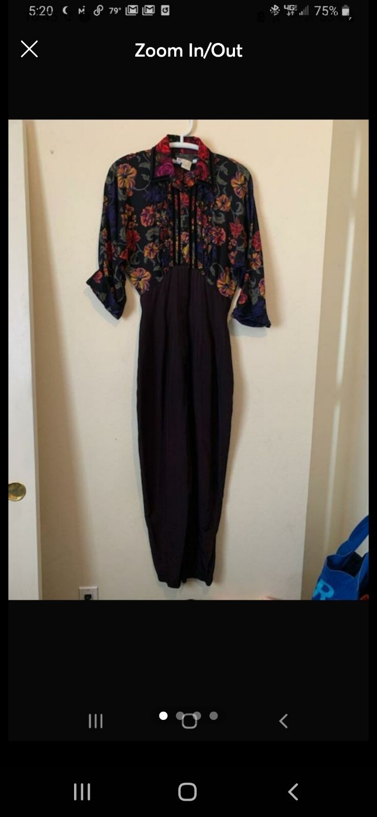 Vintage Black Floral Foxy Lady One Piece
