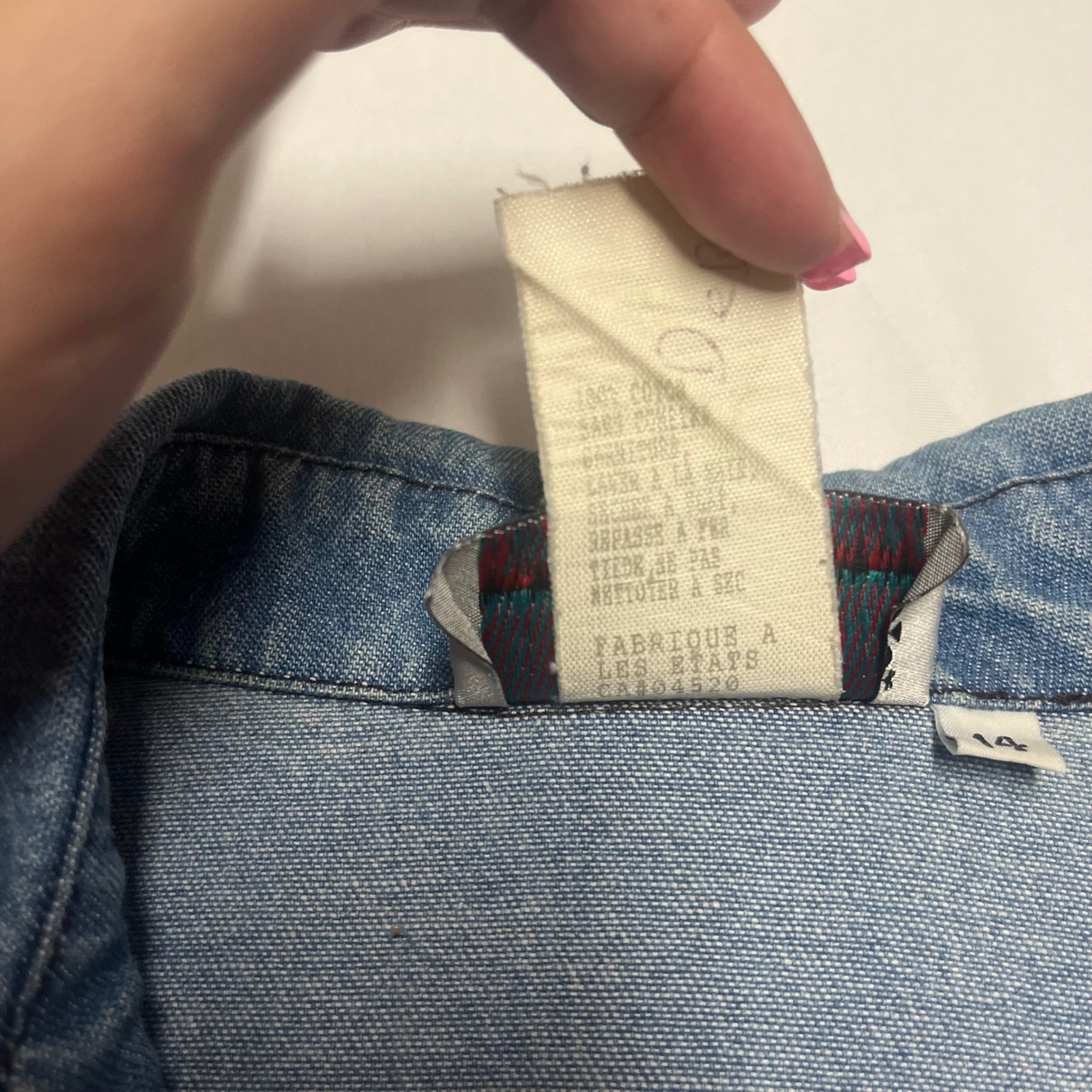 City Girl Sport Vintage Blue Denim Studded Western Shirt 14