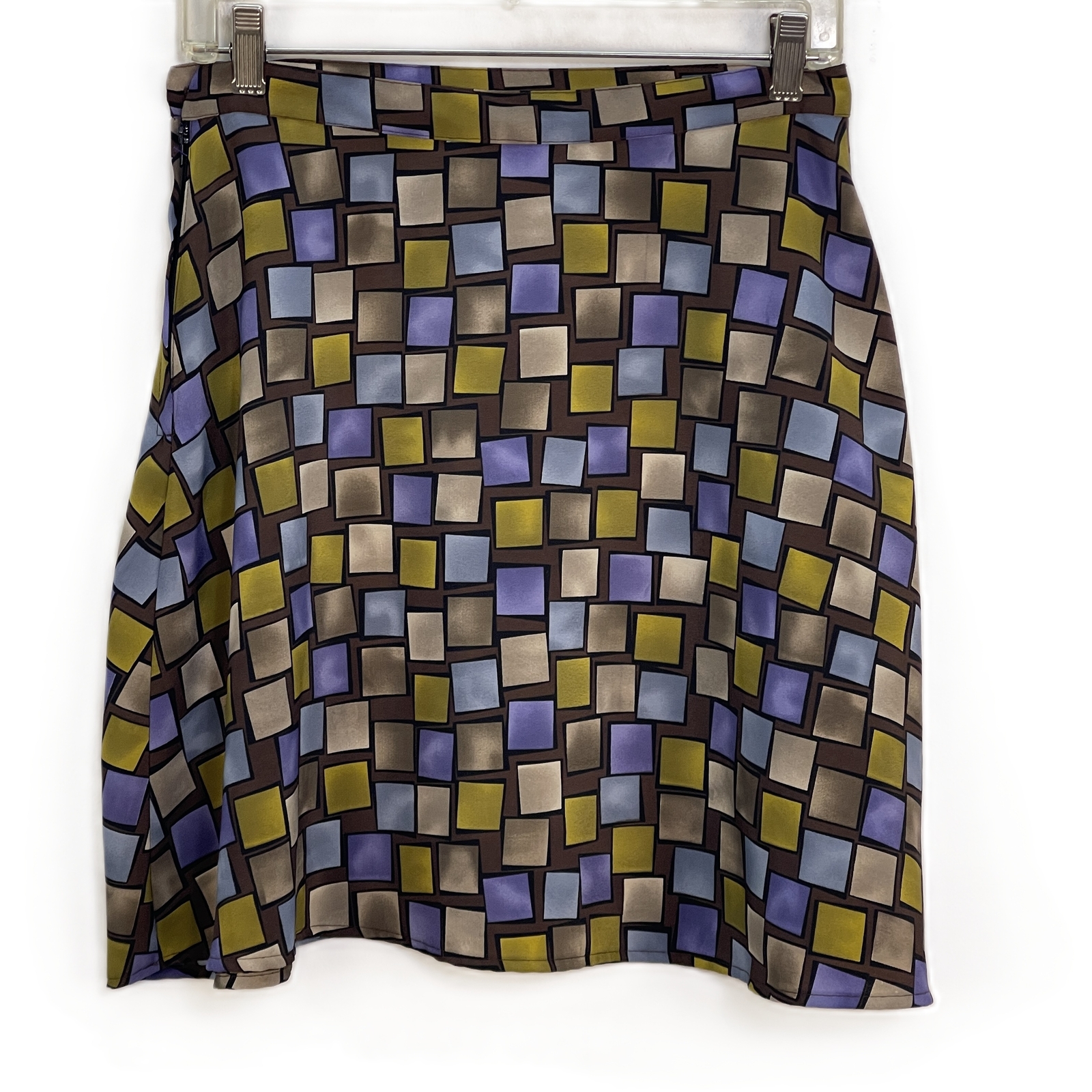 Jay Jacobs Multicolor Geometric Square Pattern A-Line Skirt Size 9
