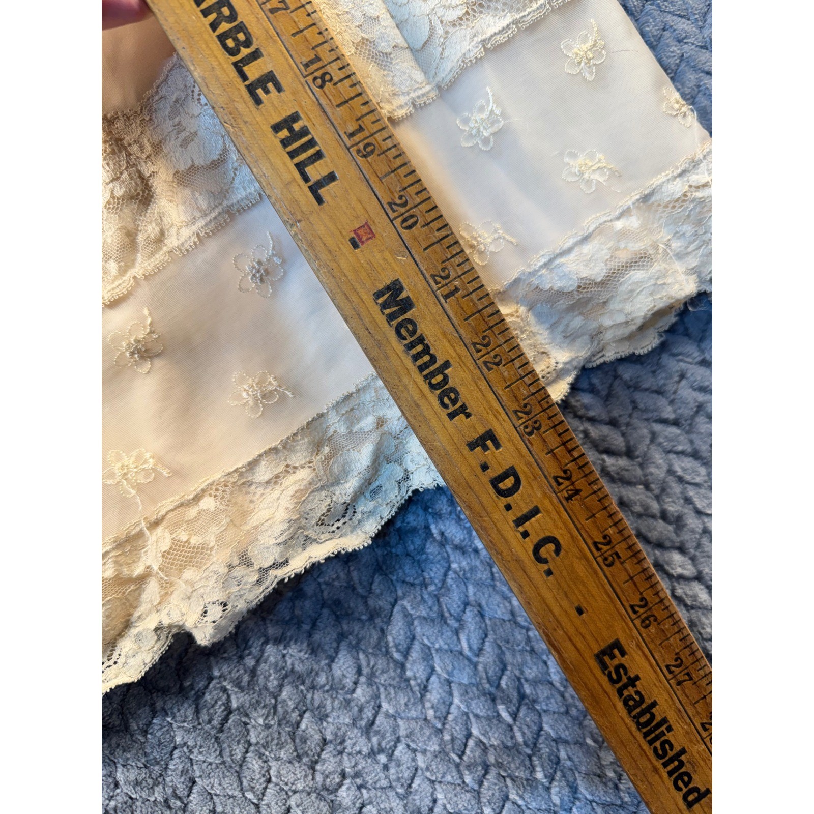 Vintage Charmode Sears Half Slip Beige Lace Floral Embroidery Small 25 Inch Long